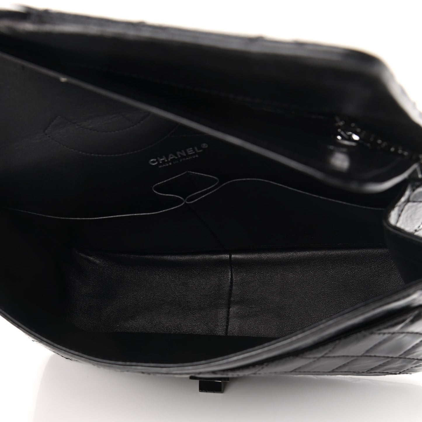 Glazed Aged Calfskin Quilted 2.55 Reissue 227 Flap So Black