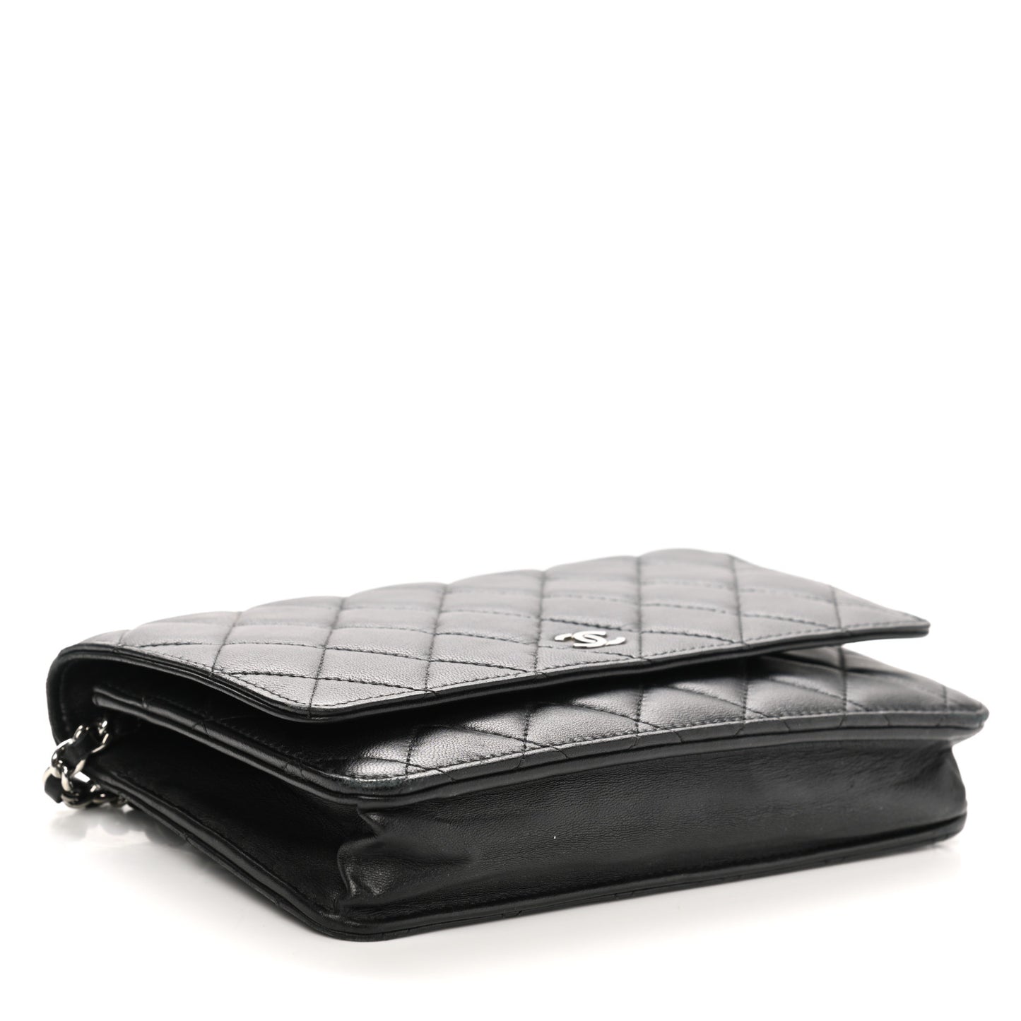 Lambskin Quilted Wallet On Chain WOC Black