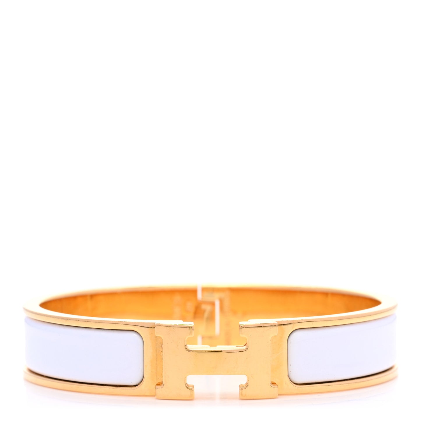 Enamel Narrow Clic Clac H Bracelet PM White
