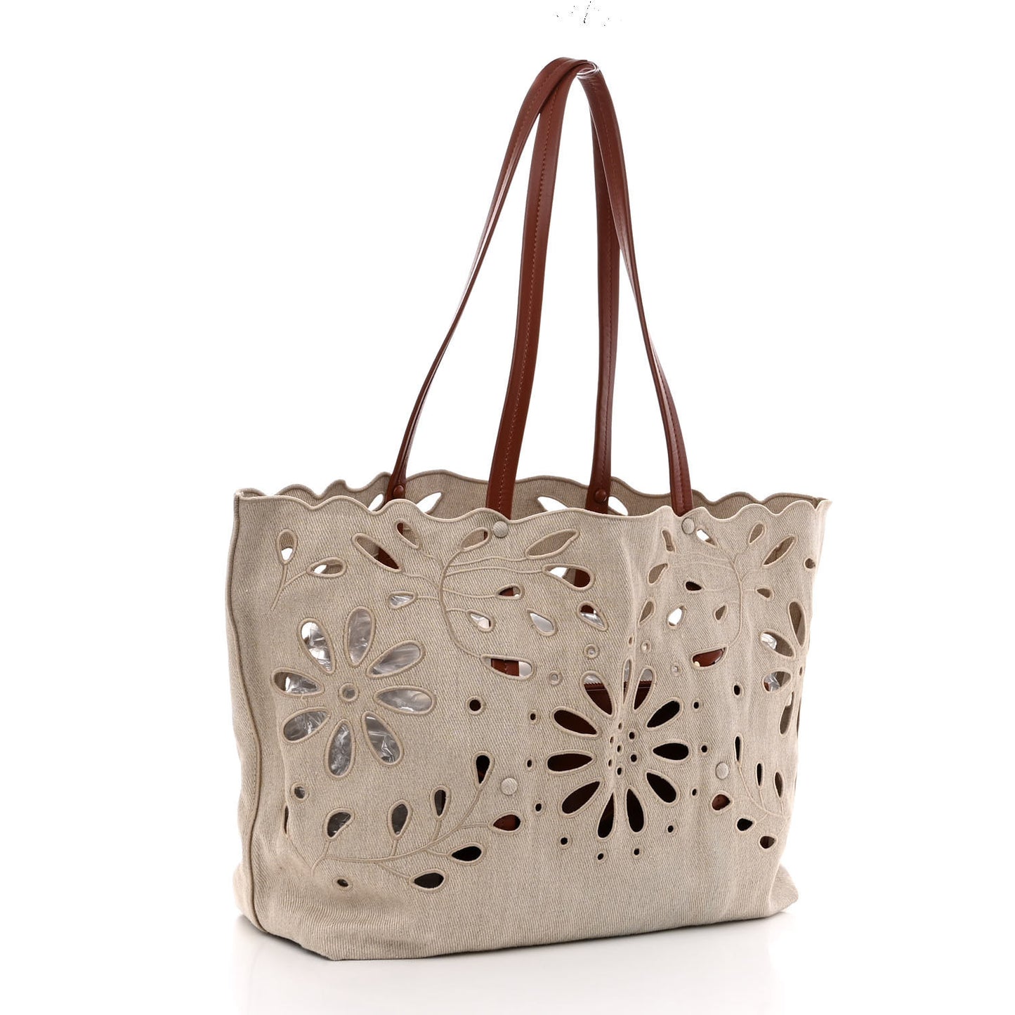 Linen Calfskin Large Kamilla North-South Tote Beige