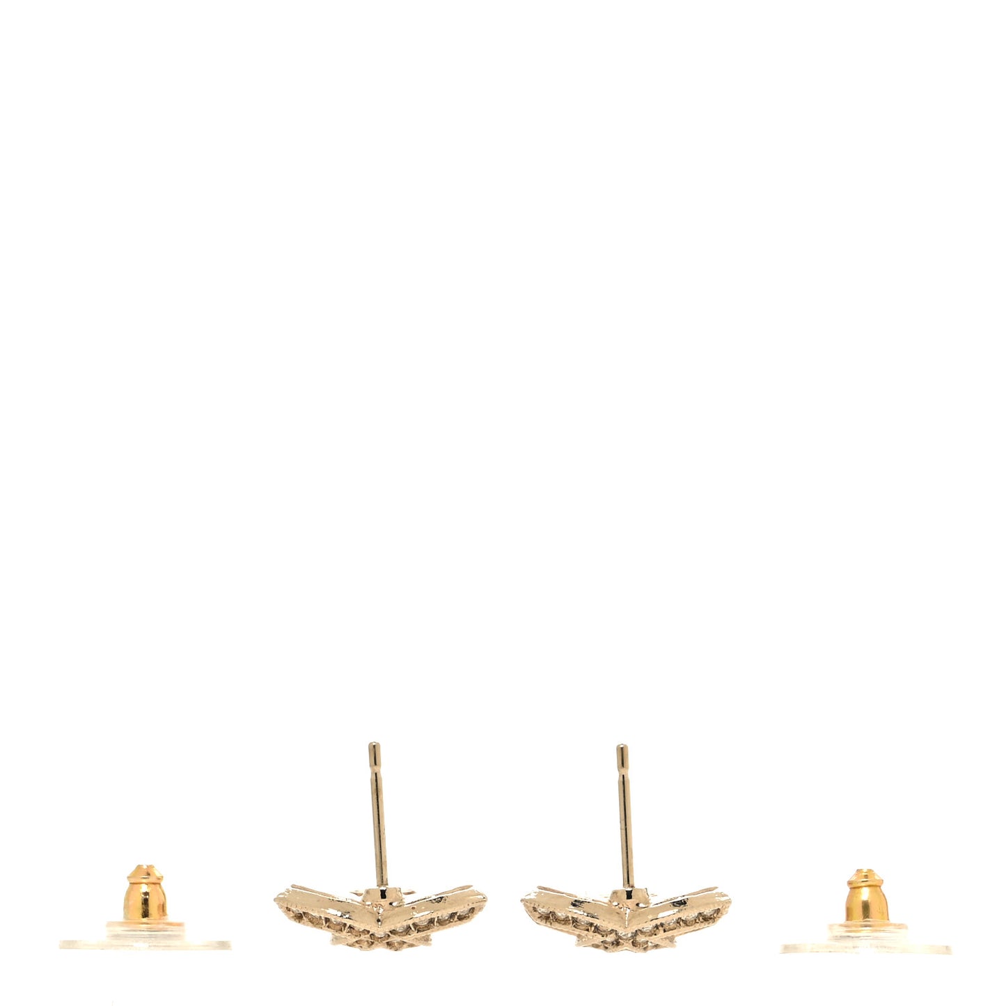 Metal Crystal CC Earrings Gold