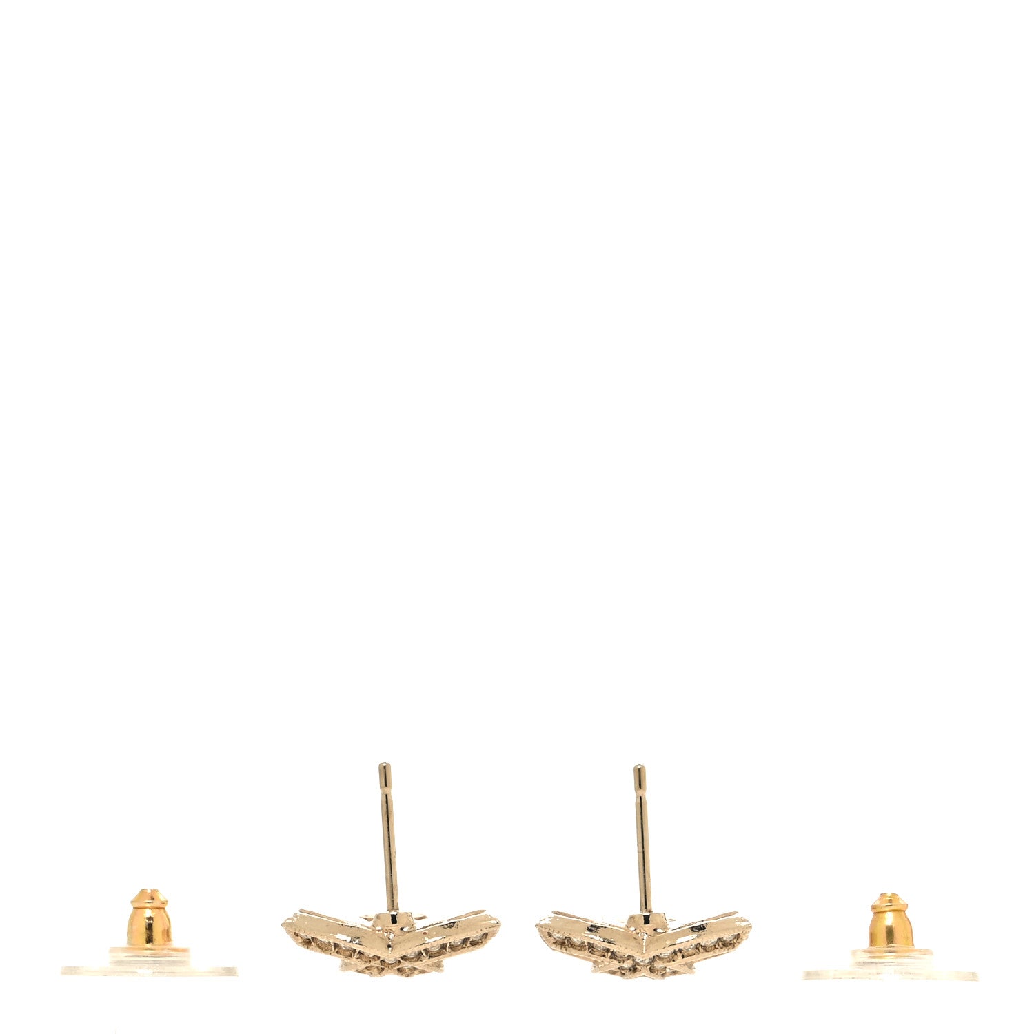 Chanel Metal Crystal CC Earrings Gold 3 of 5
