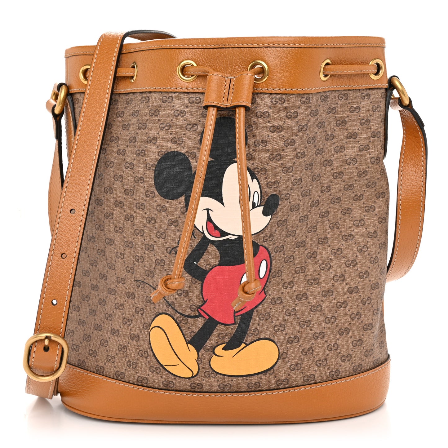 X DISNEY Mini Vintage GG Supreme Monogram Bucket Bag Beige Vintage Sun Oil