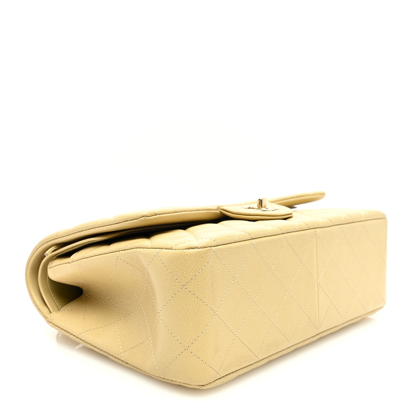 Caviar Quilted Jumbo Double Flap Light Green
