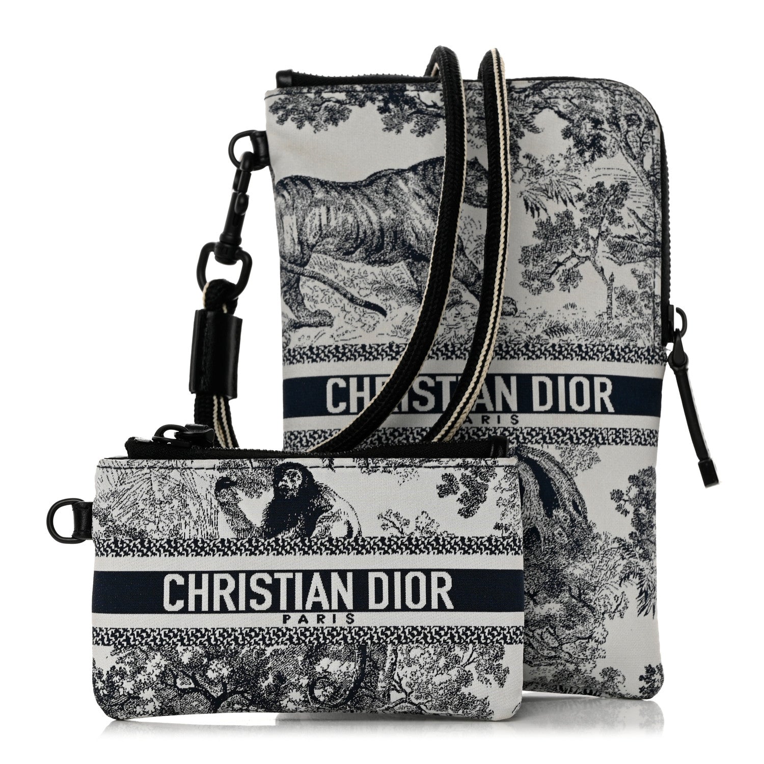 Christian Dior Technical Fabric Embroidered Toile De Jouy DiorTravel Multifunction Pouch Blue 1 of 15