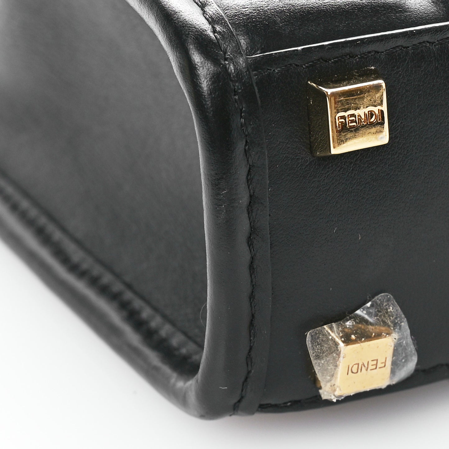 Vitello Plexiglass FF Embossed Mini Fendi Sunshine Shopper Tote Black