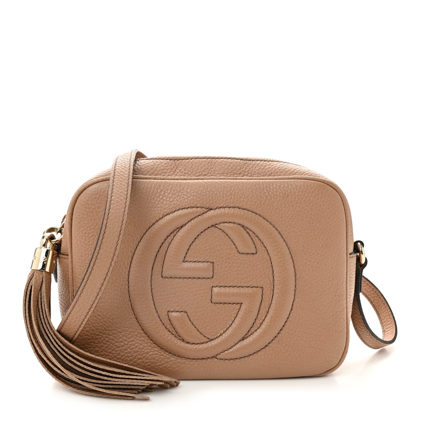 Pebbled Calfskin Small Soho Disco Bag Rose Beige