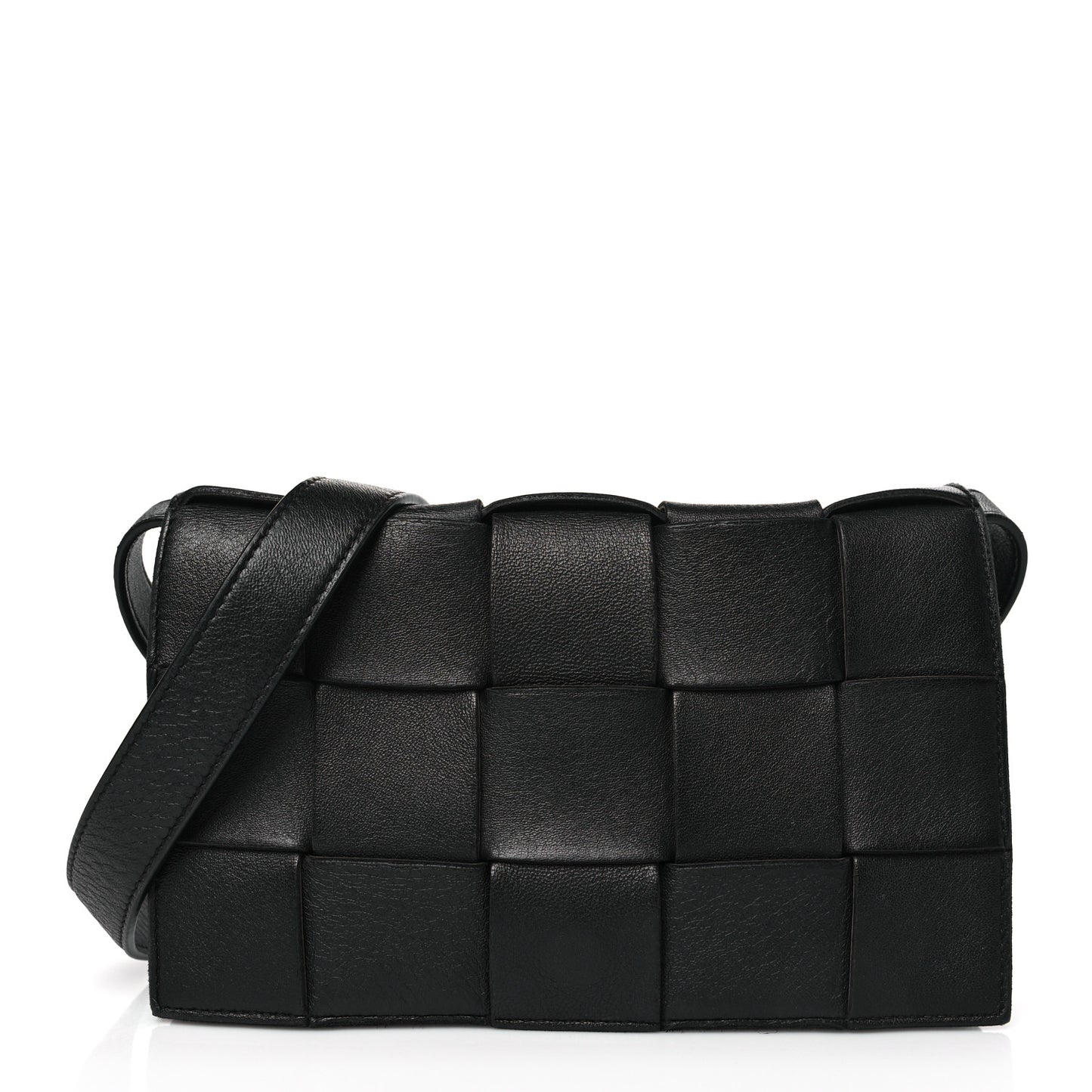 Lambskin Maxi Intreccio Small Cassette Crossbody Bag Black