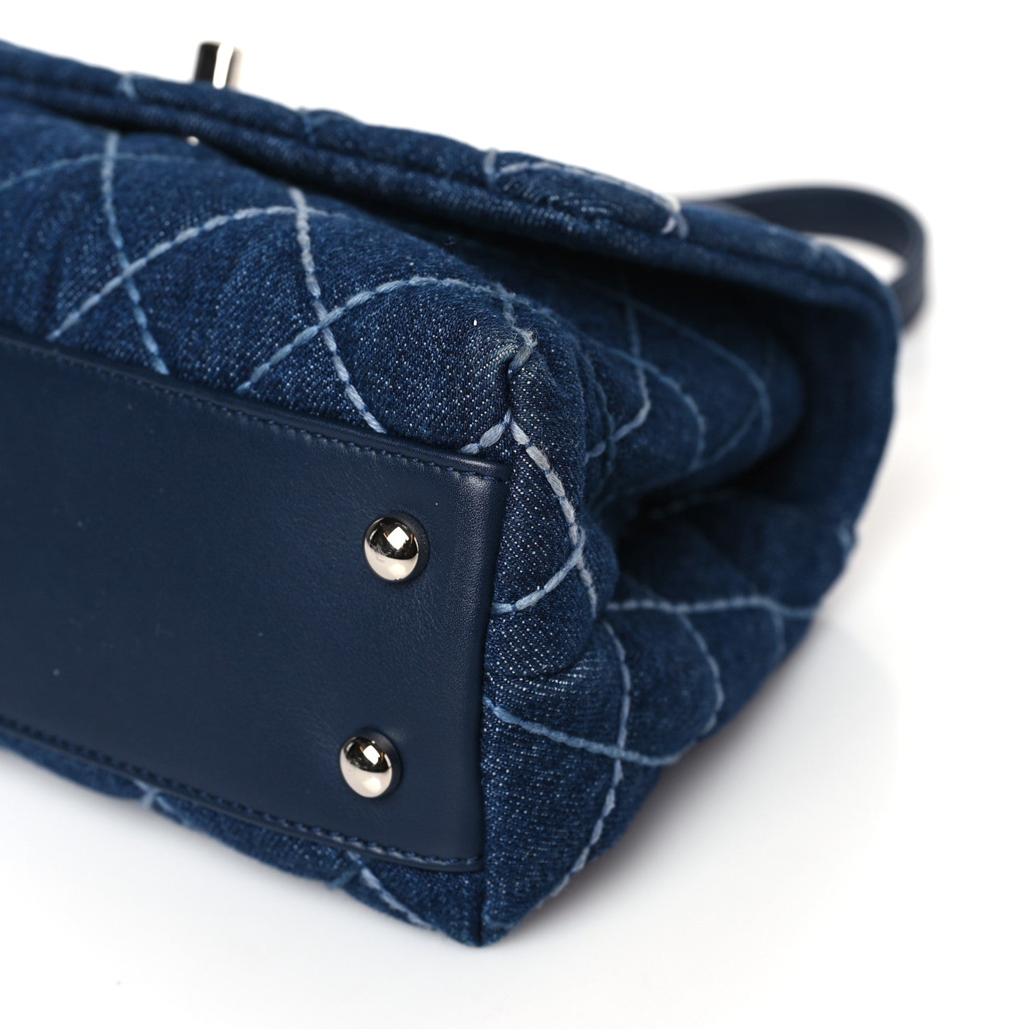 Chanel Denim Quilted Mini Coco Handle Flap Blue 9 of 9