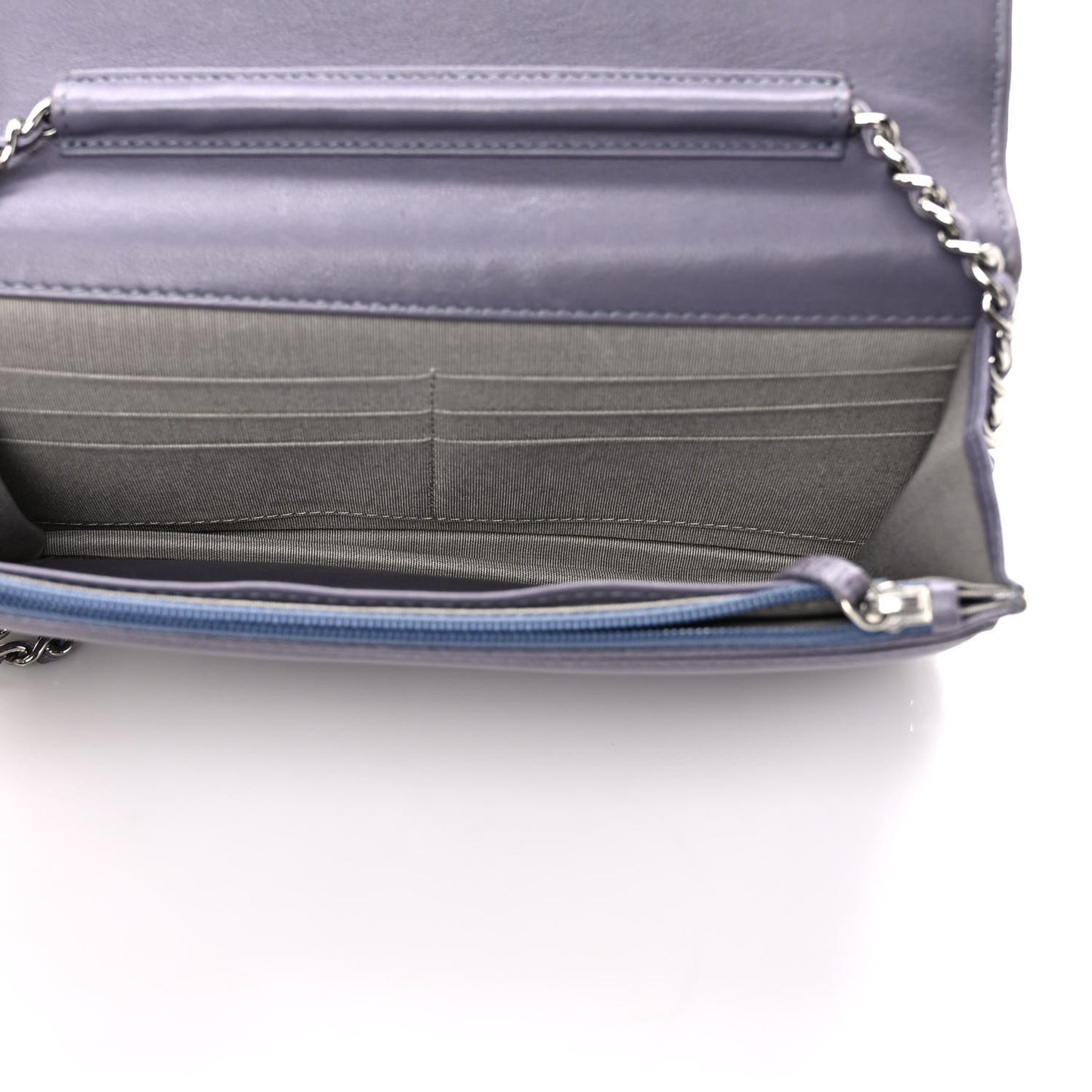 Lambskin Timeless CC Wallet on Chain WOC Light Purple