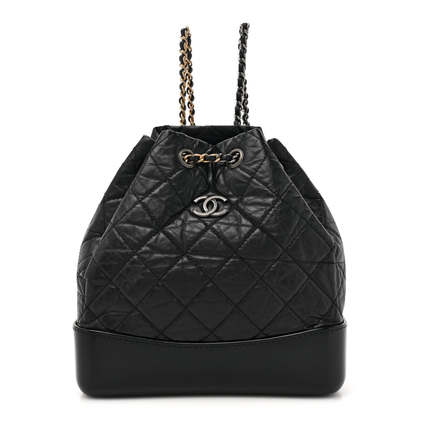 Aged Calfskin Quilted Small Gabrielle Backpack Black