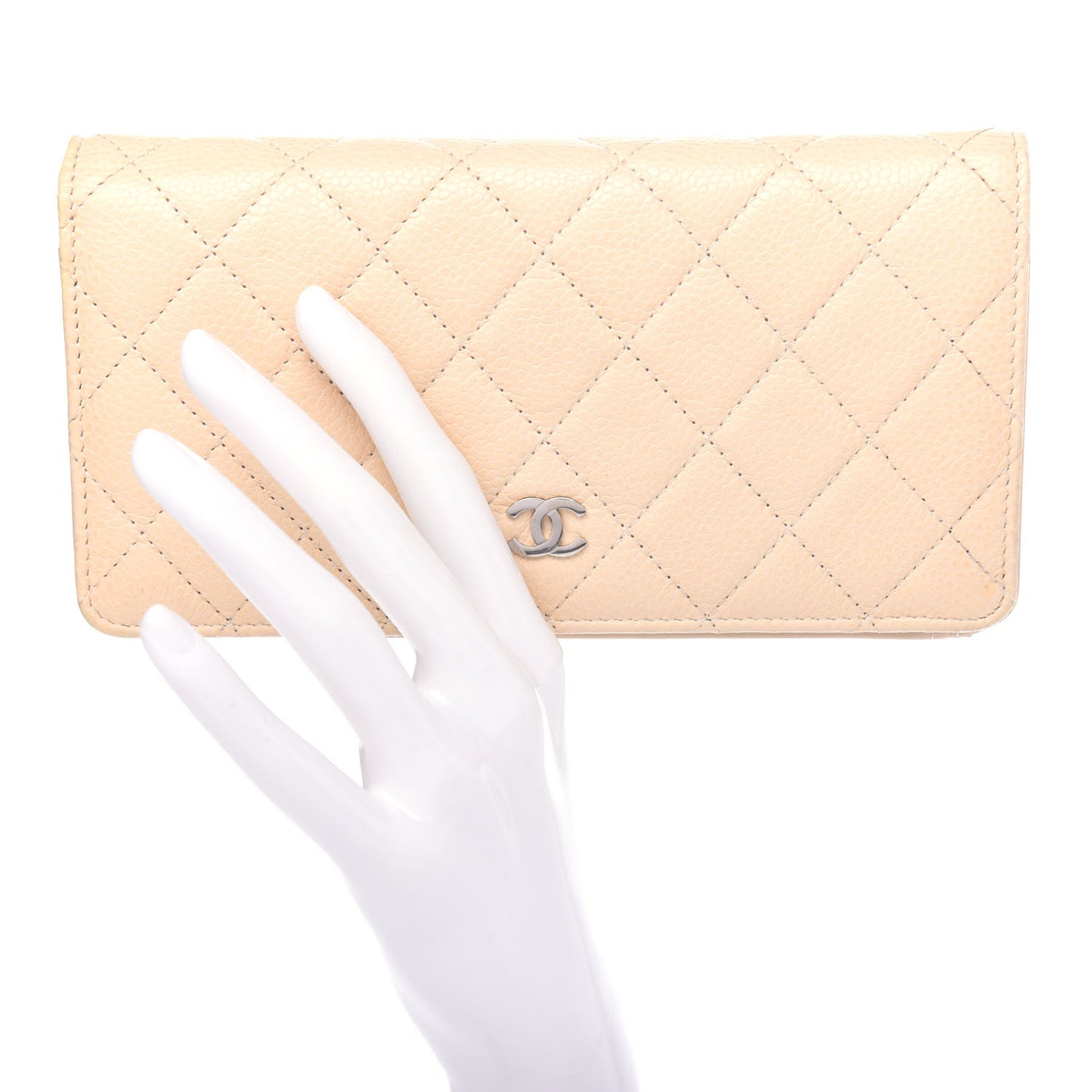 Caviar Quilted Yen Wallet Beige