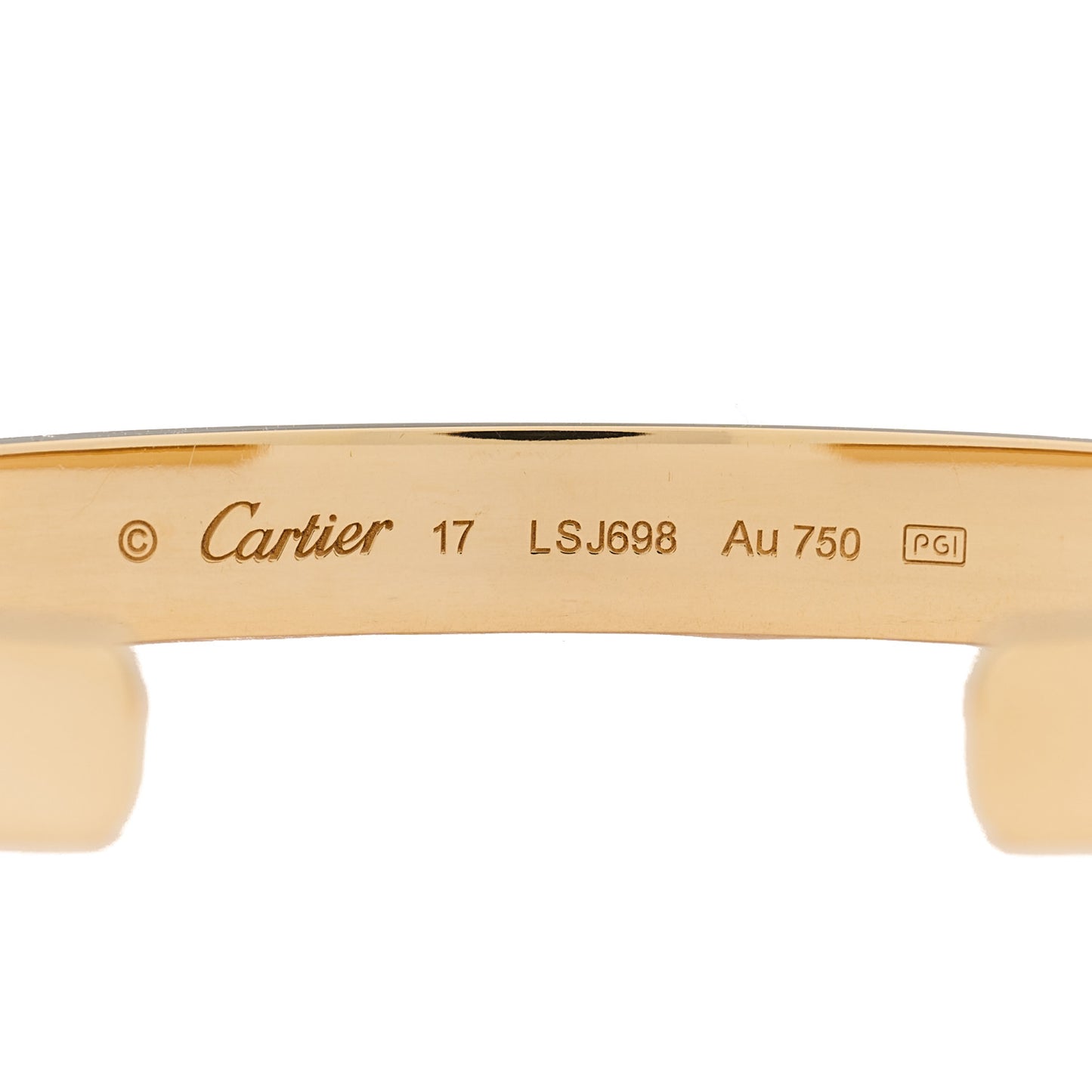 18K Yellow Gold LOVE Cuff Bracelet 17