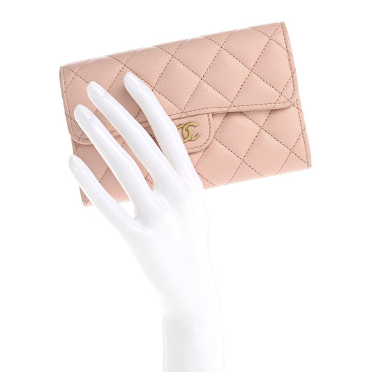 Caviar Quilted Medium Flap Wallet Light Pink