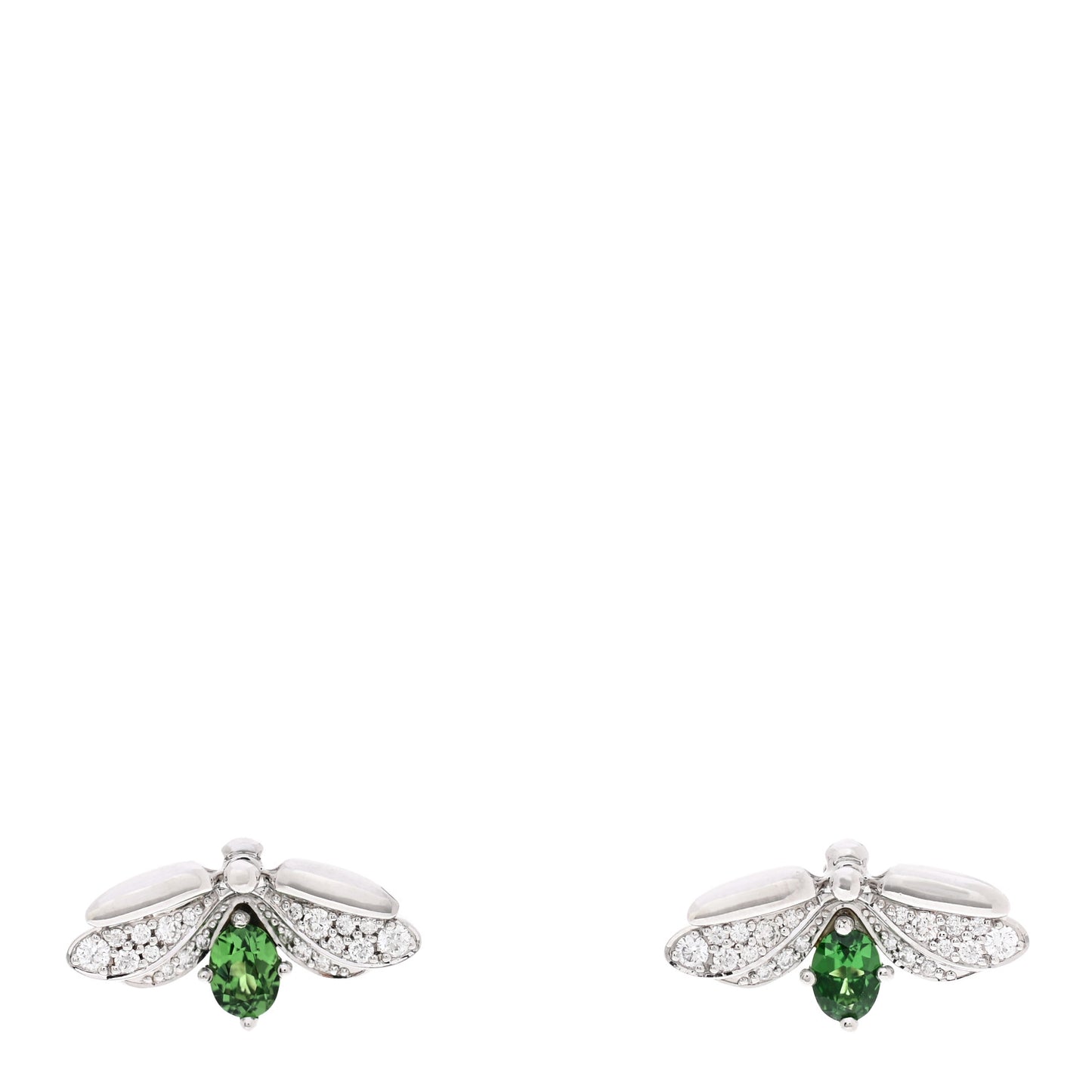 Platinum Diamond Tsavorite Paper Flowers Firefly Earrings