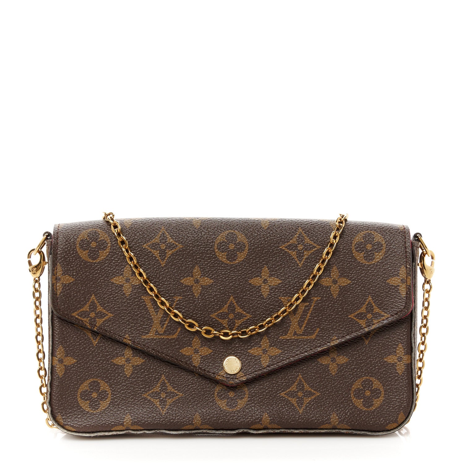 Louis Vuitton Monogram Pochette Felicie Chain Wallet Fuchsia 1 of 19