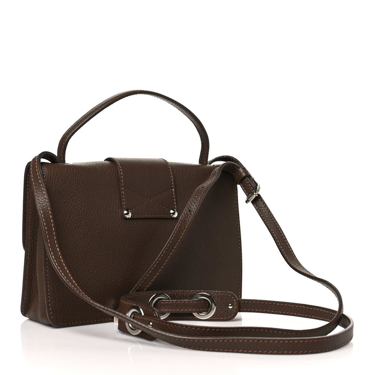 Pebbled Calfskin Rebel Crossbody Bag Brown