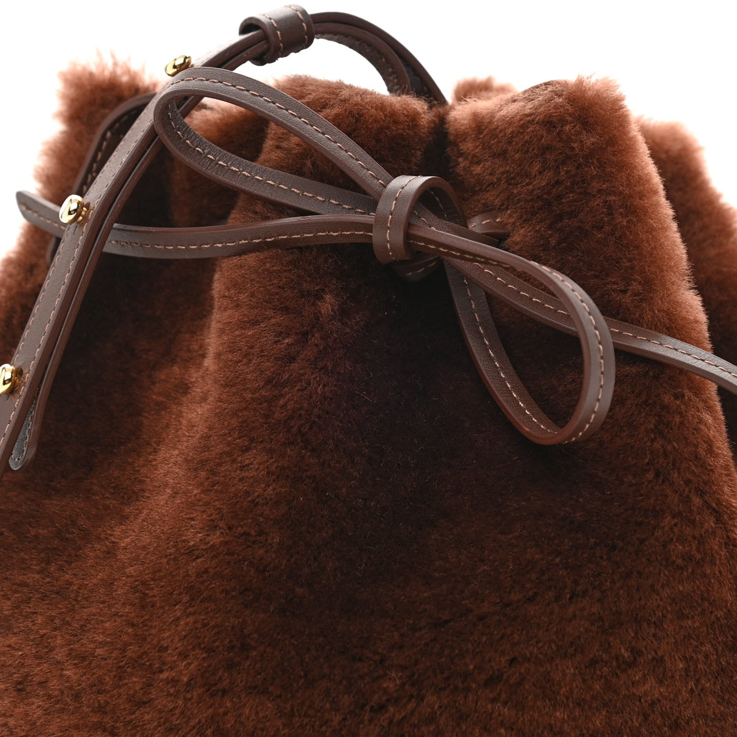 Mansur Gavriel Shearling Mini Bucket Bag Camel 7 of 9