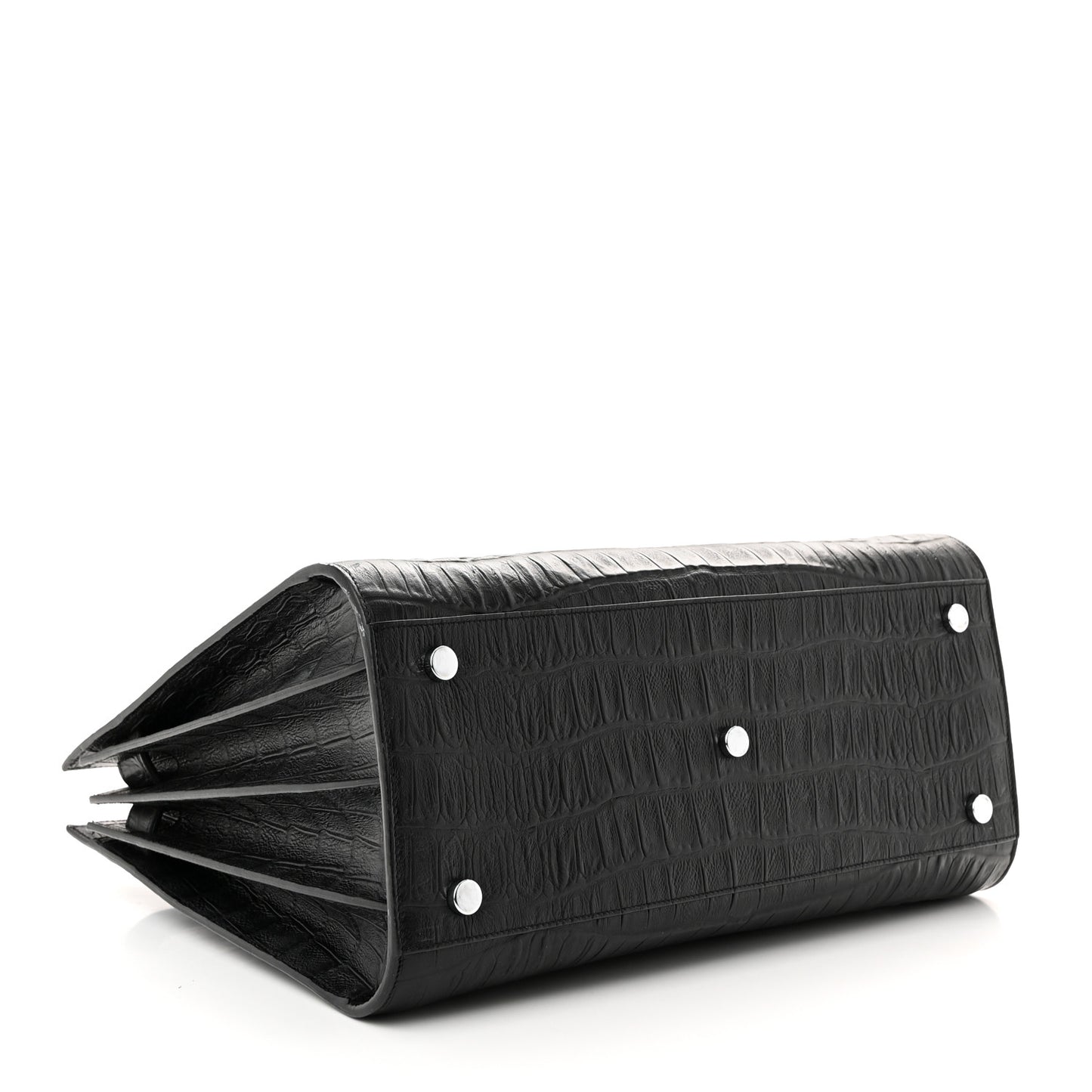 Calfskin Crocodile Embossed Small Sac de Jour Black