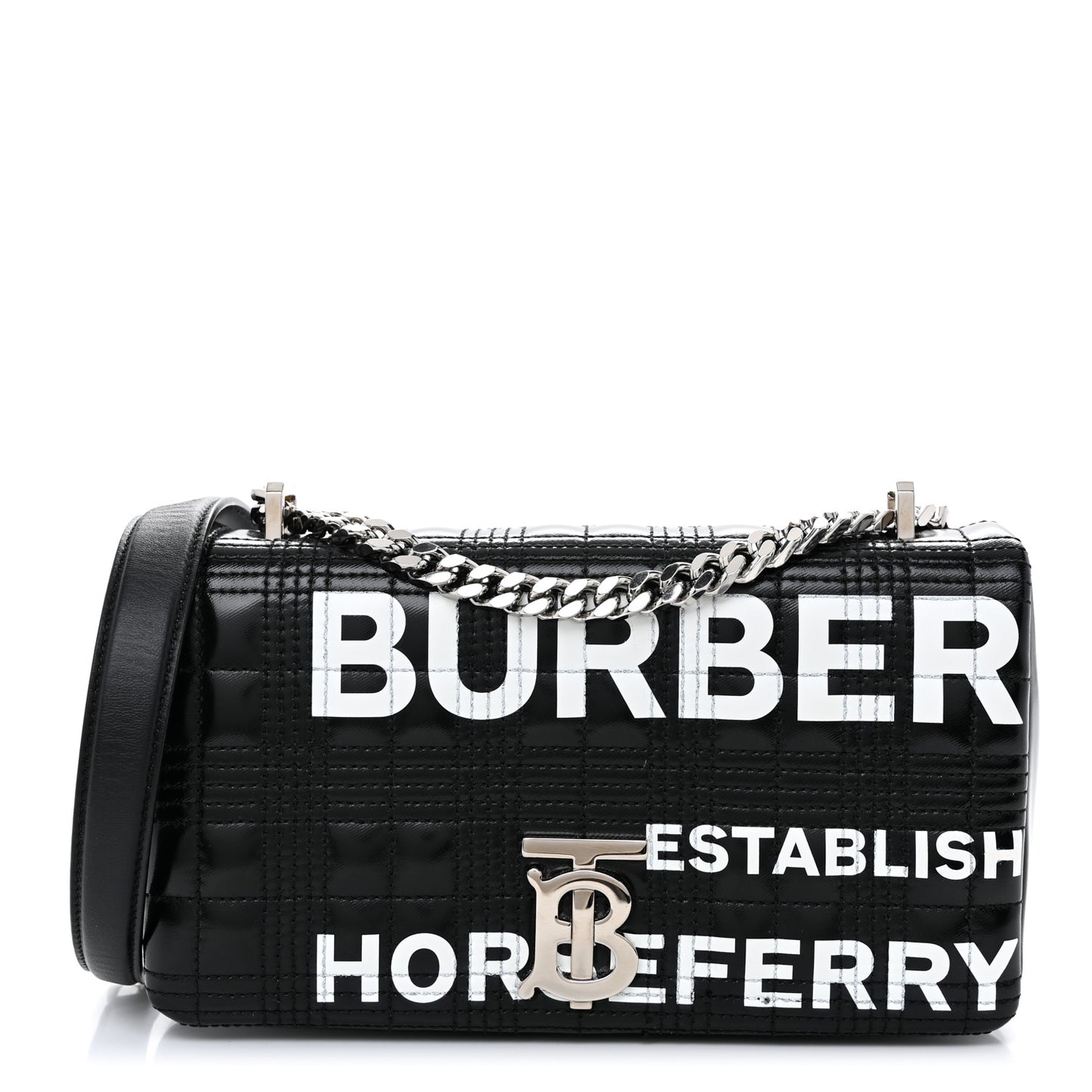 Quilted Horseferry Print Small Lola Bag Black