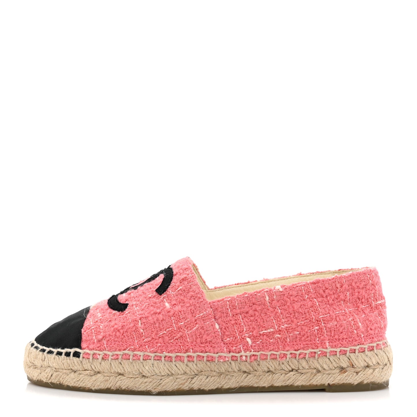 Tweed Grosgrain CC Espadrilles 38 Pink