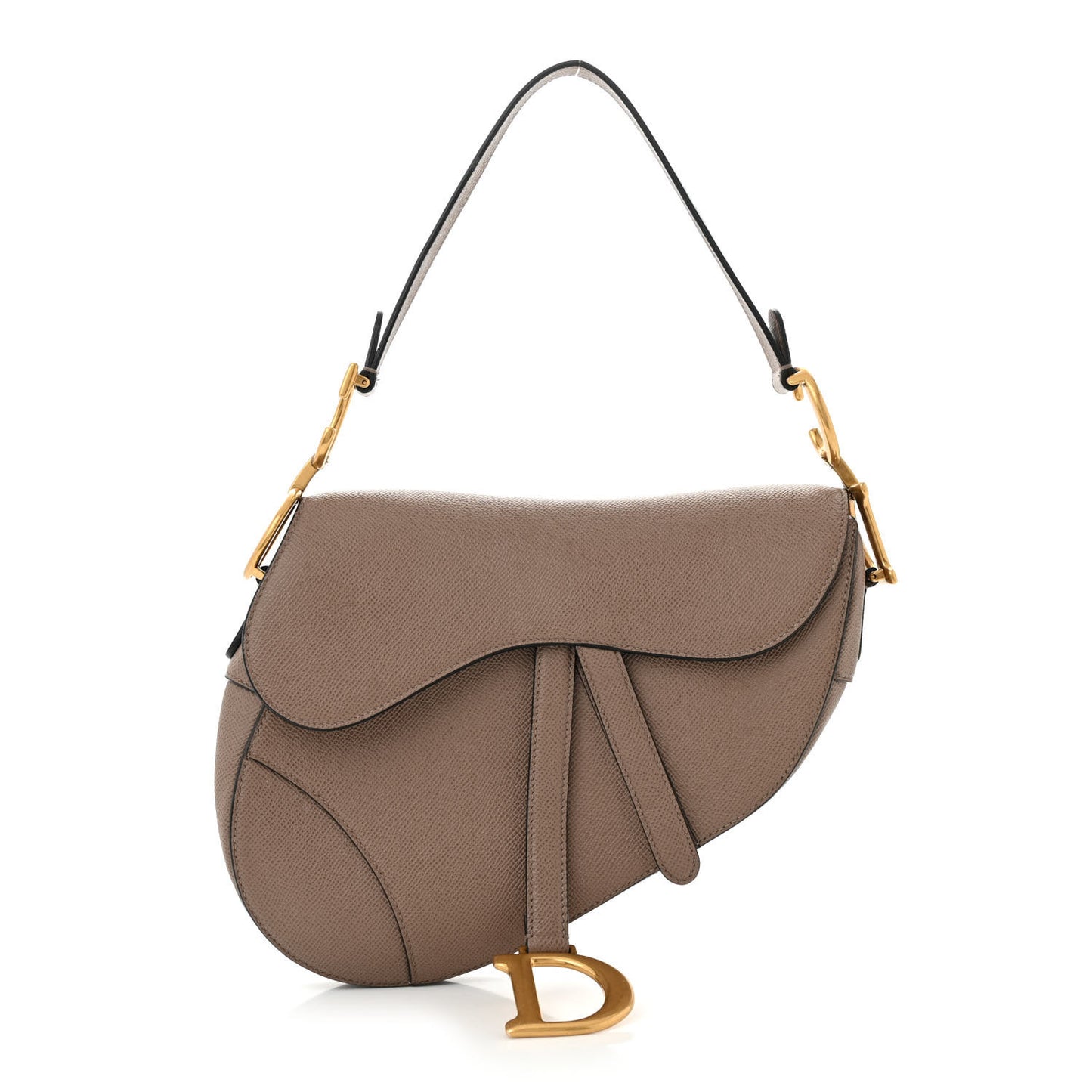 Grained Calfskin Saddle Bag Warm Taupe