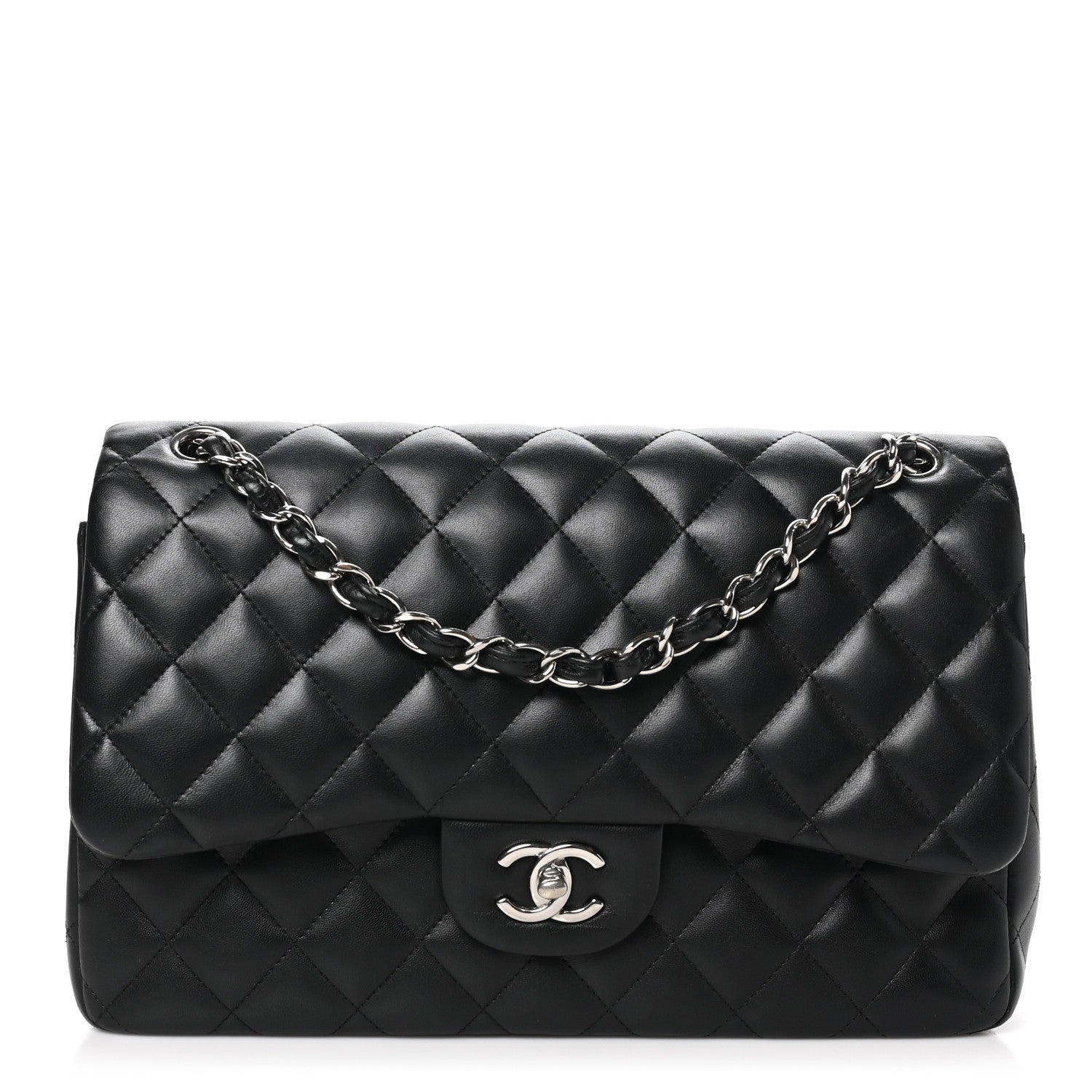 Chanel Lambskin Quilted Jumbo Double Flap Black 1 of 10