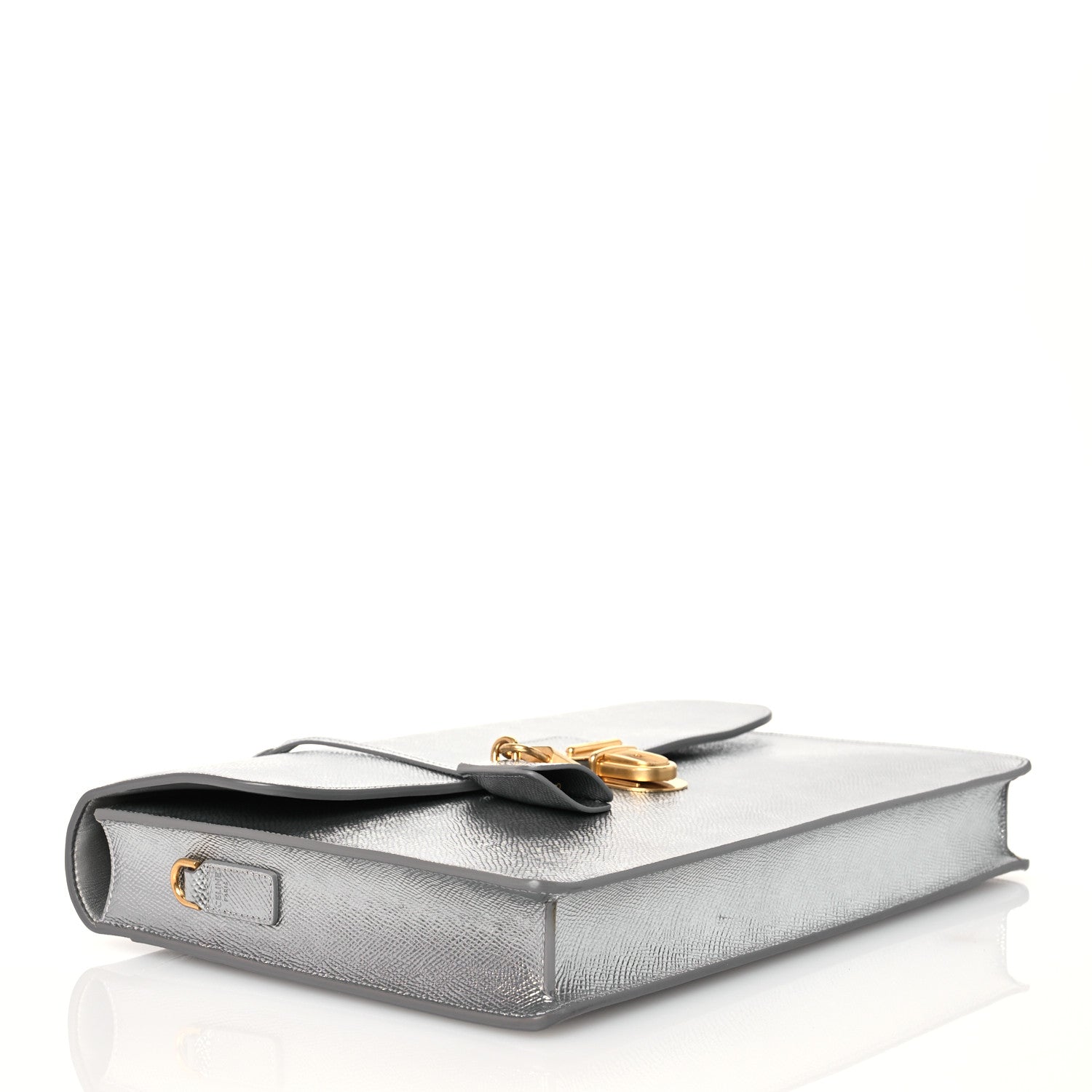 Celine Grained Calfskin Cartable Medium Briefcase Silver 4 of 13