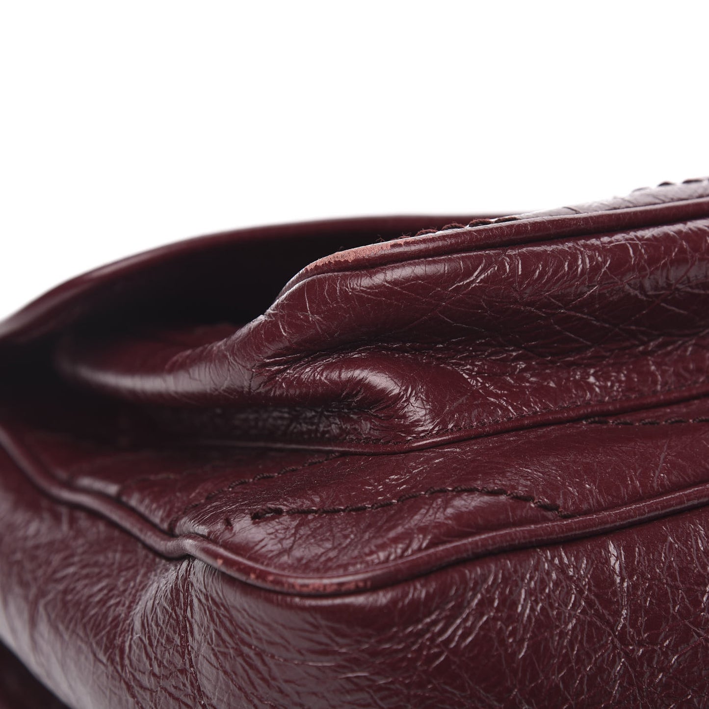 Crinkled Calfskin Matelasse Monogram Medium Niki Chain Satchel Burgundy