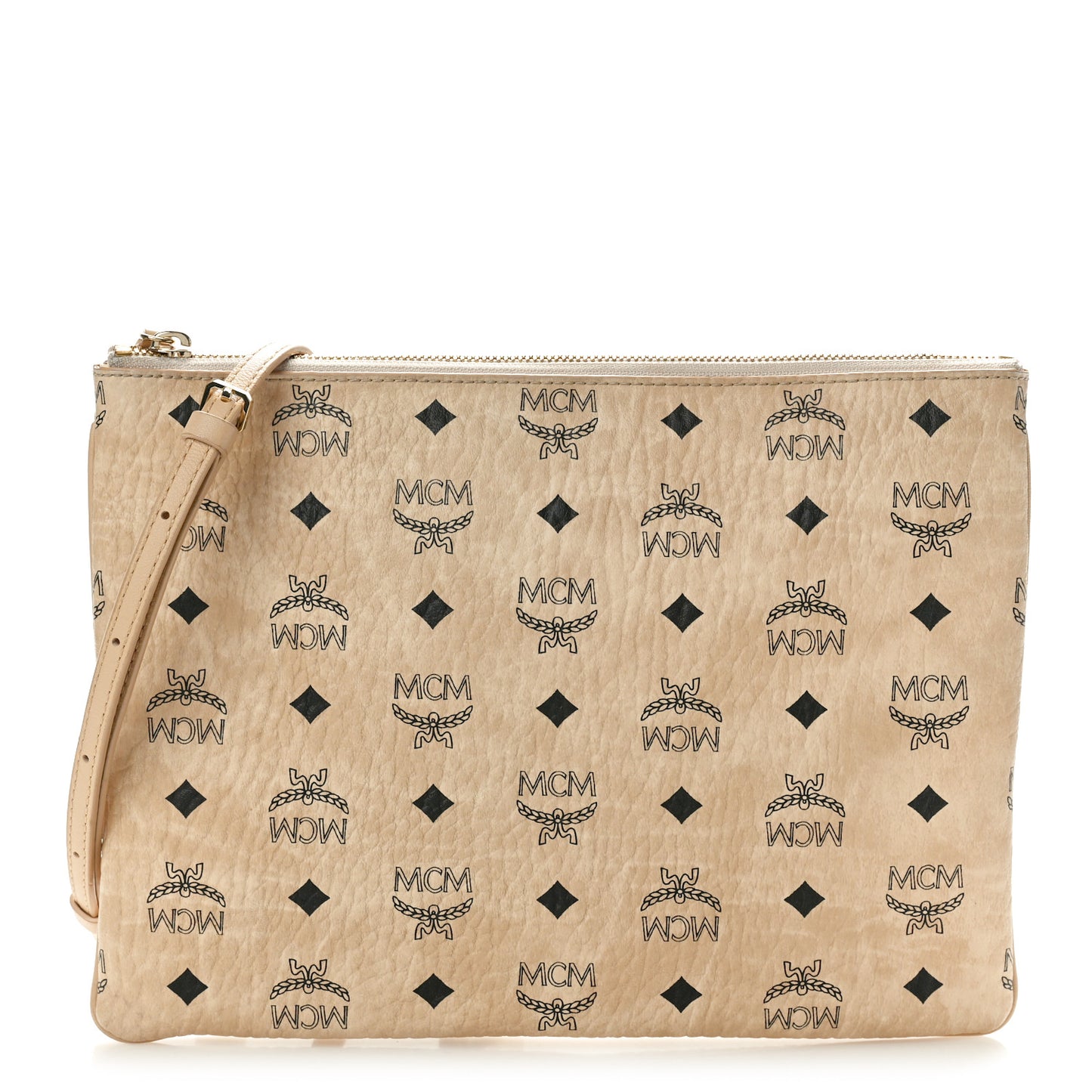 Visetos Medium Crossbody Pouch Beige