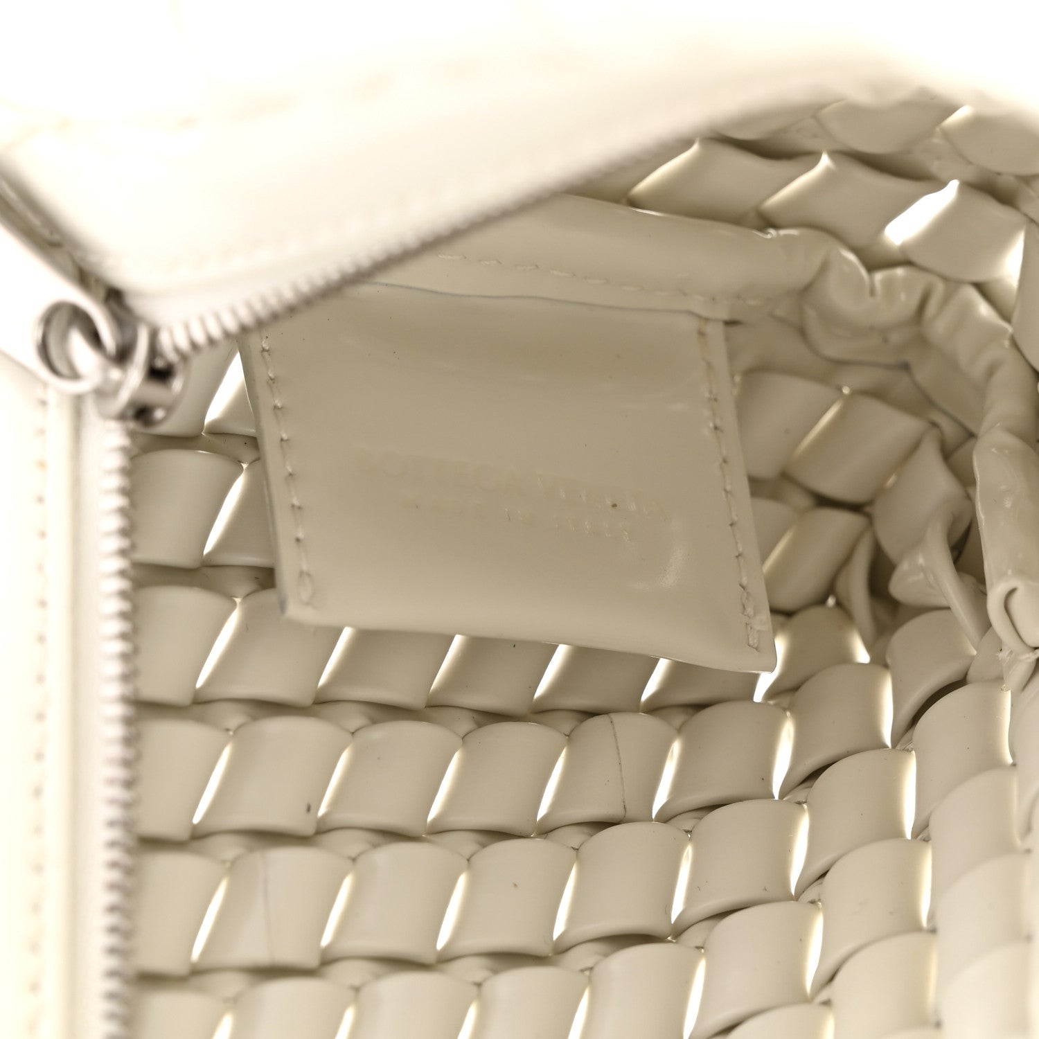 Bottega Veneta Patent Nappa Intrecciato Slanted Clutch White 6 of 6