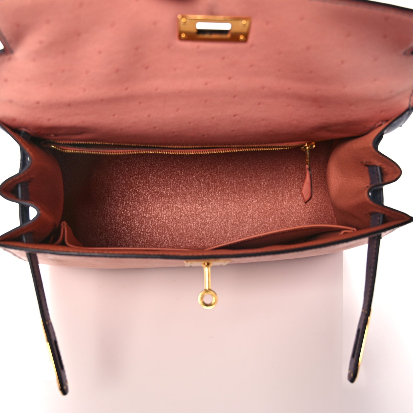 Ostrich Horseshoe Kelly Sellier 28 Terre Cuite Gris Agate