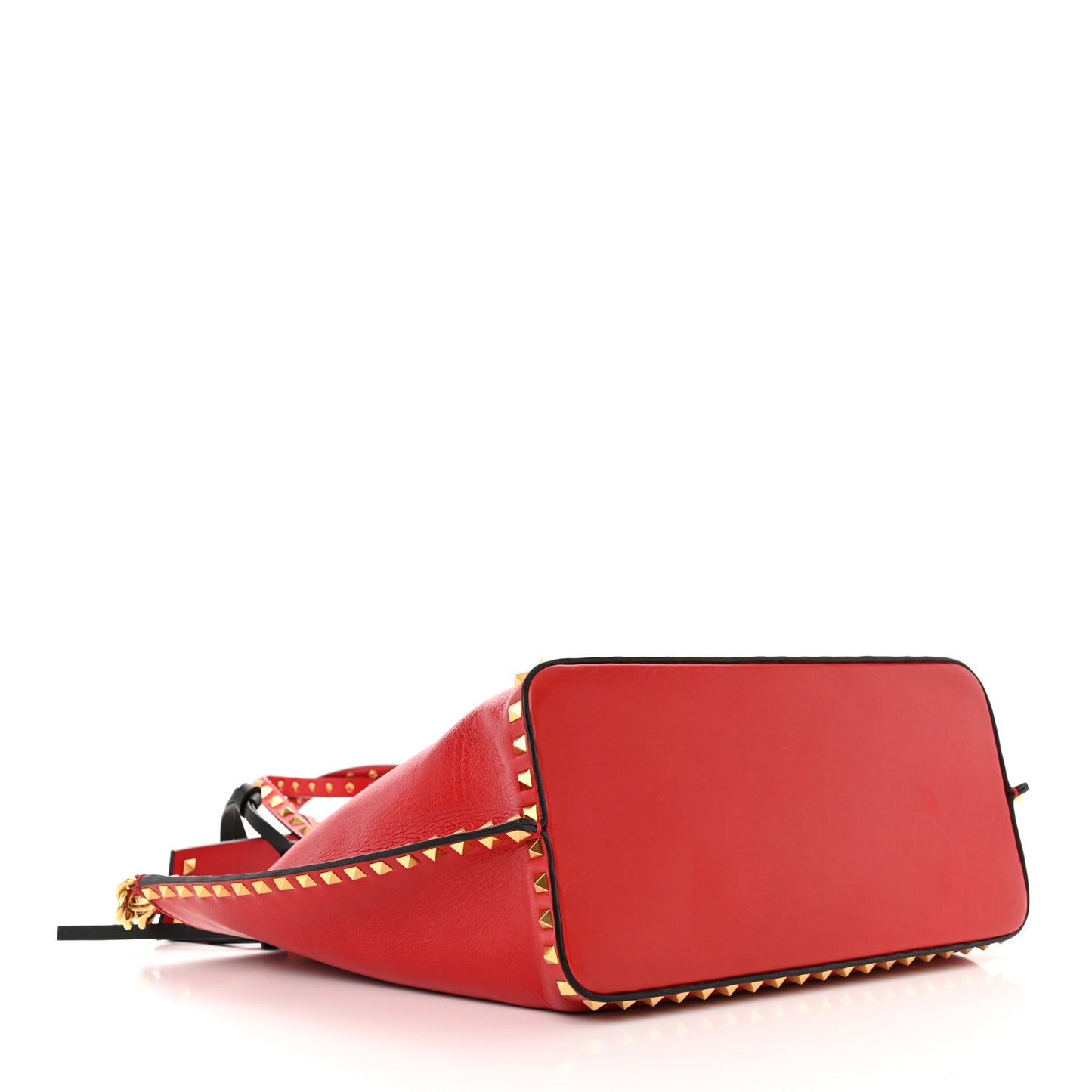 Grainy Calfskin Medium Rockstud Hype Tote Red