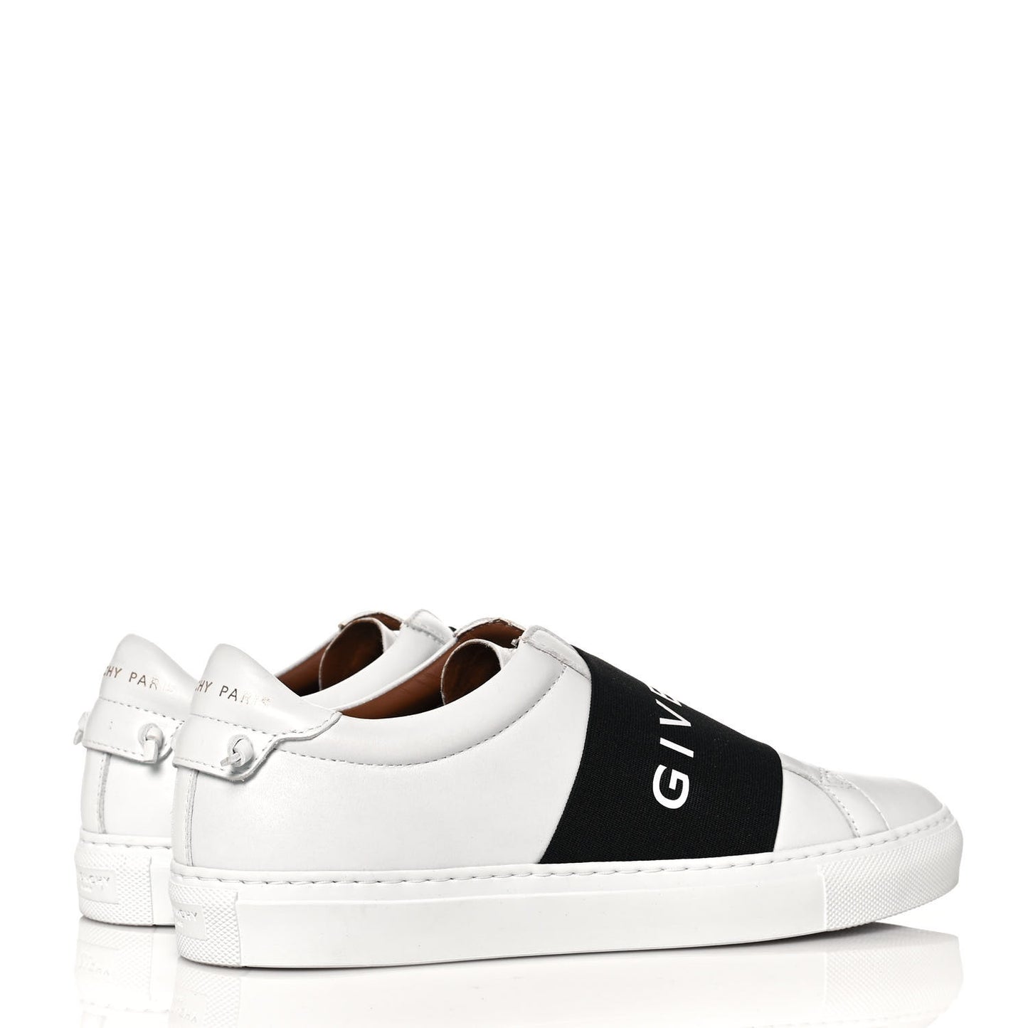 Calfskin Band Logo Womens Urban Street Sneakers 38.5 White Black