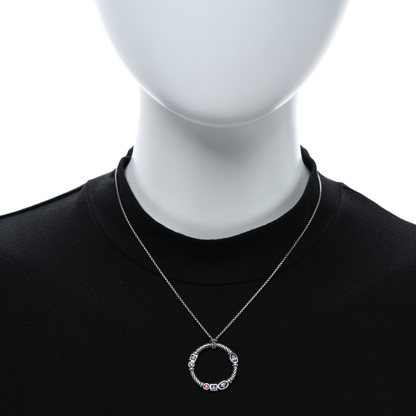 Sterling Silver Multi Gemstone Confetti Pendant Necklace
