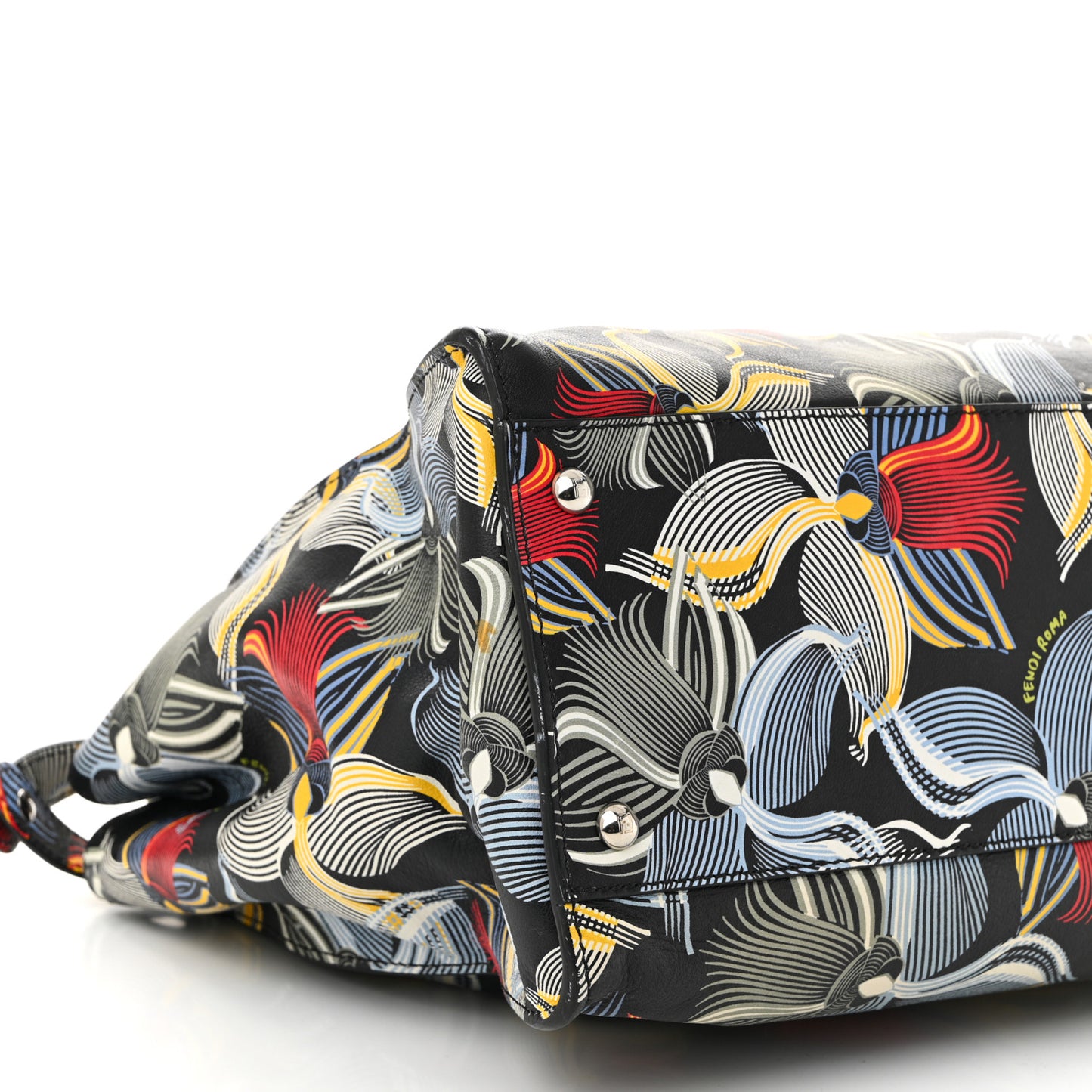 Calfskin Orchid Large Peekaboo Iconic Satchel Black Multicolor