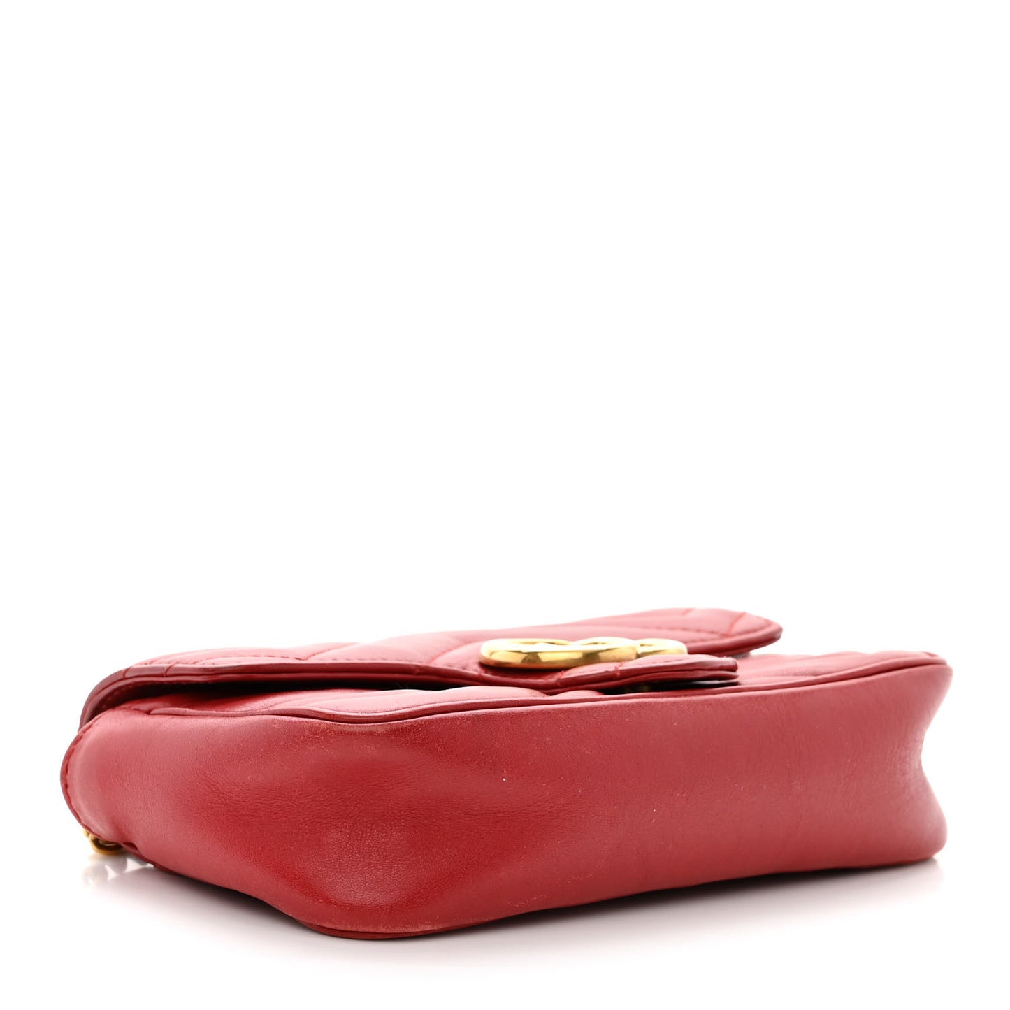 Calfskin Matelasse Super Mini GG Marmont Shoulder Bag Hibiscus Red