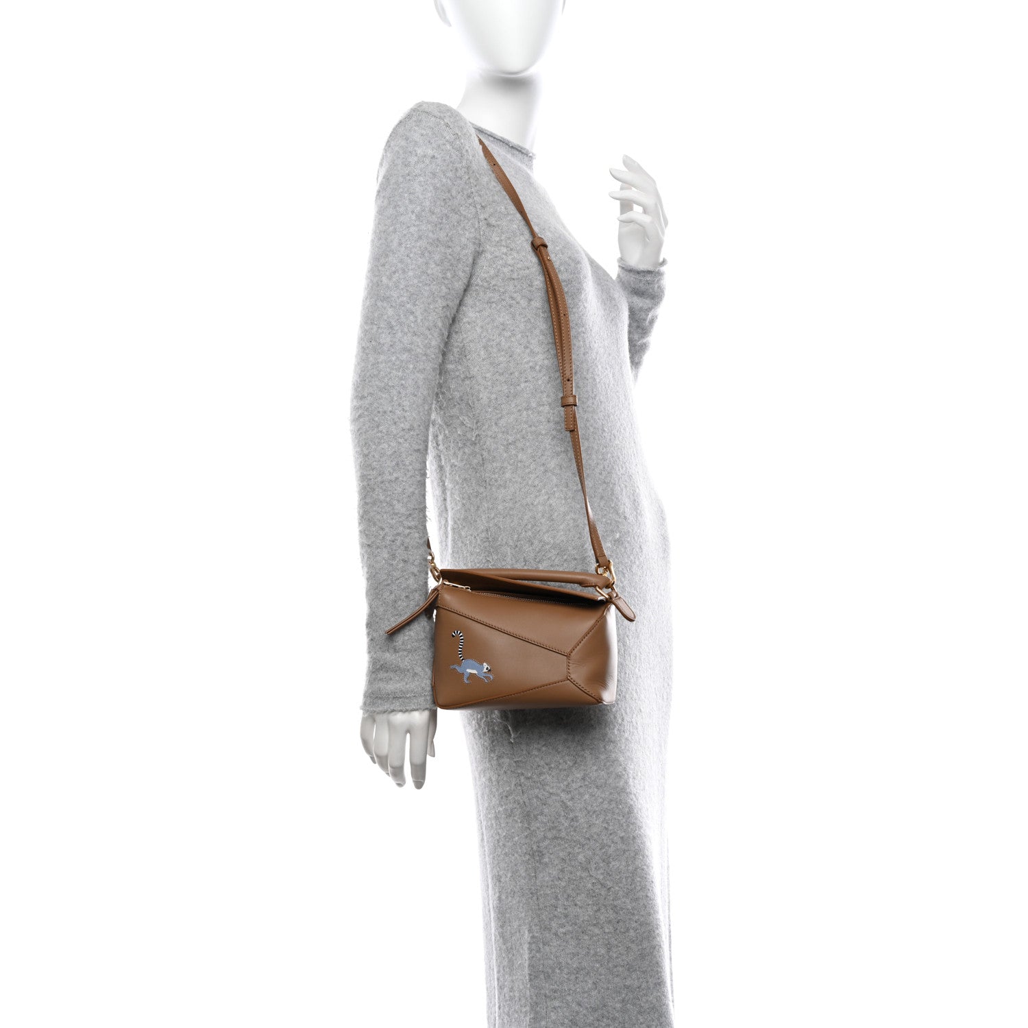 Loewe X SUNA FUJITA Satin Calfskin Mini Lemur Puzzle Edge Bag Brown 2 of 12
