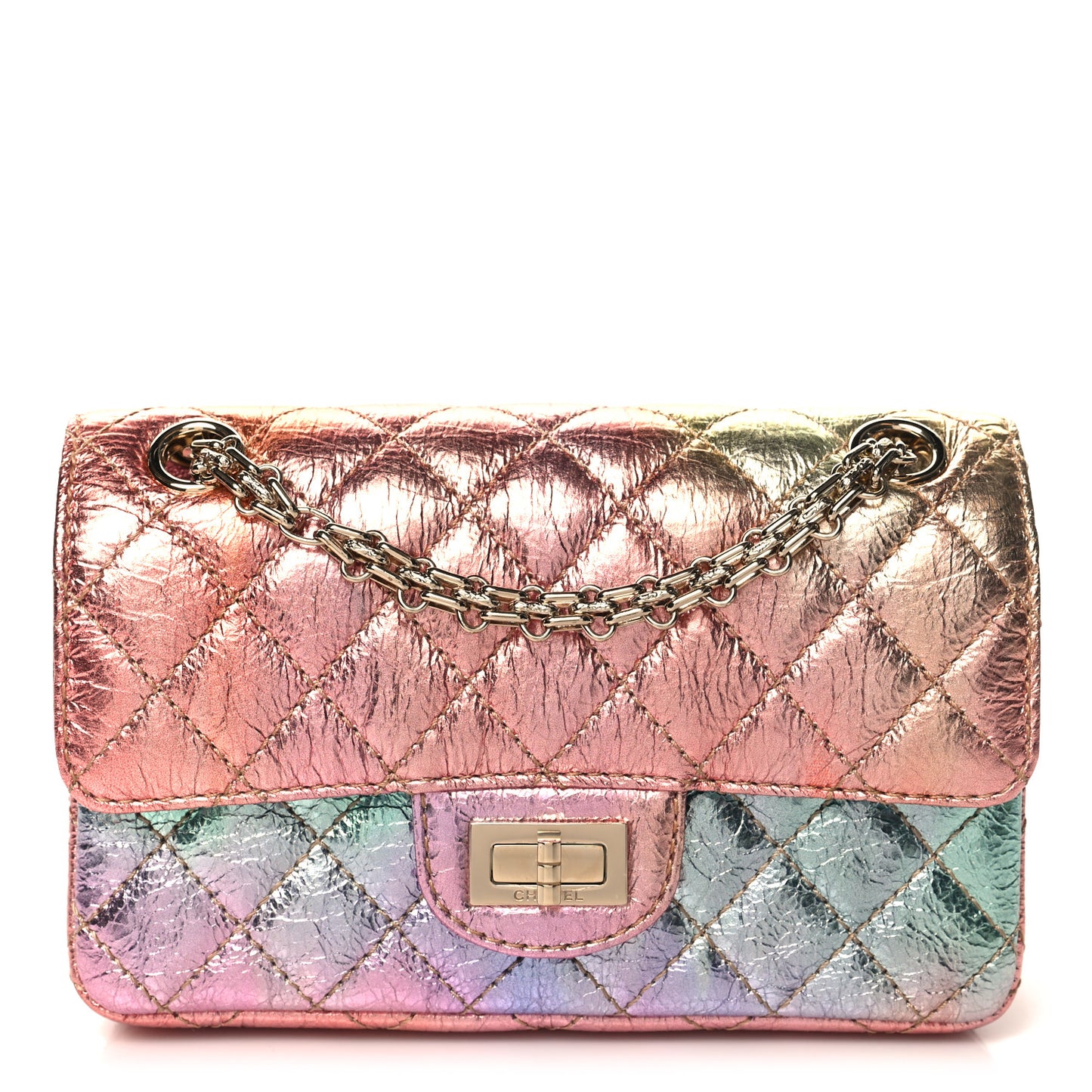 Metallic Goatskin Quilted Mini 2.55 Reissue Flap Multicolor