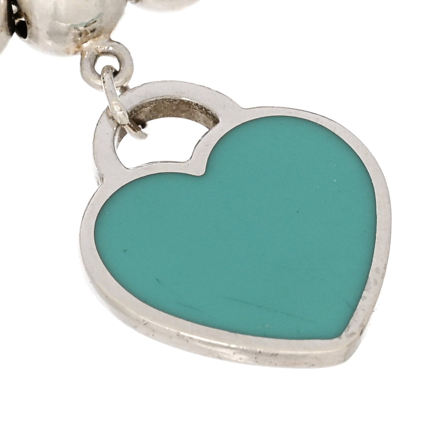 Sterling Silver Enamel 4mm Return To Tiffany Heart Tag Bead Bracelet Blue