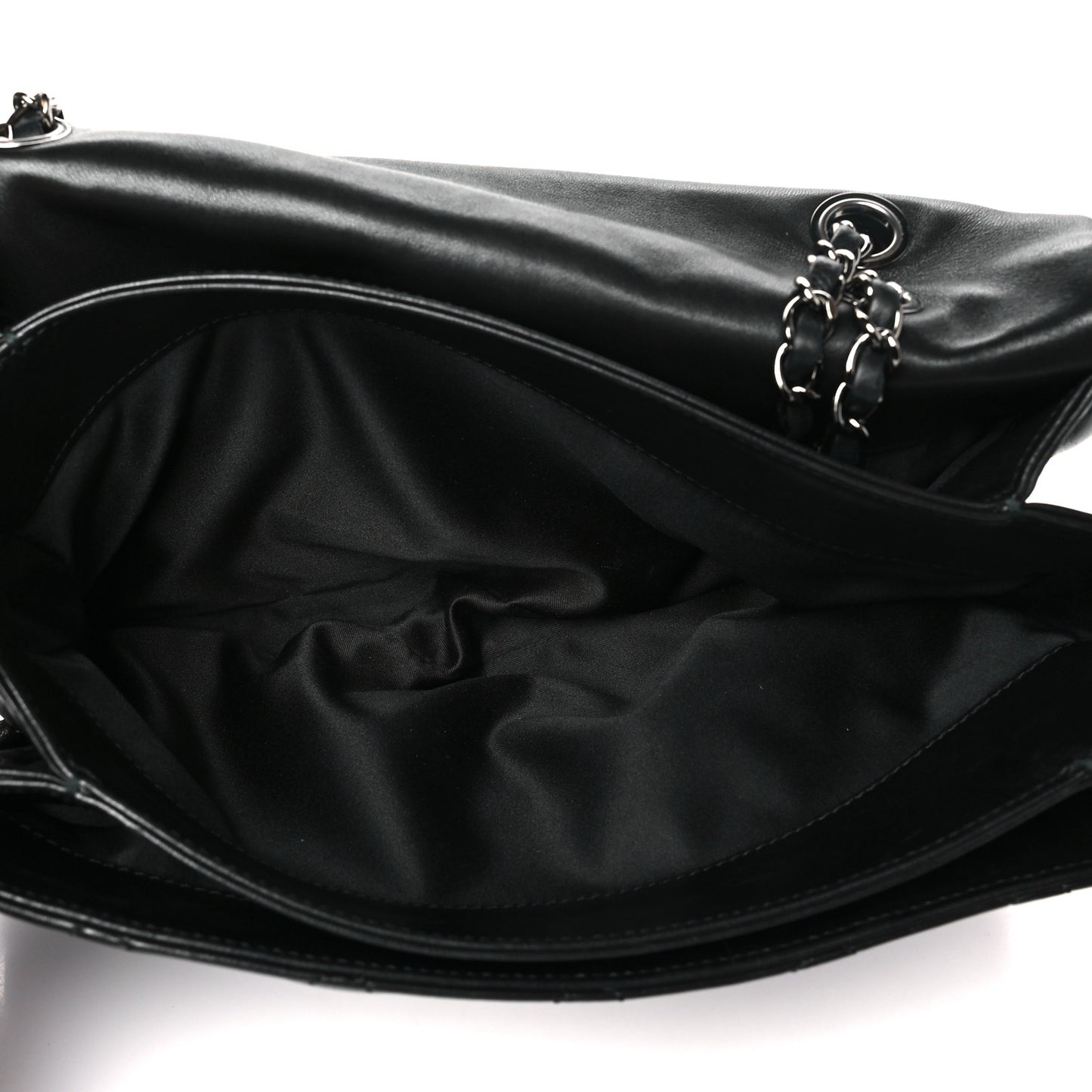 Lambskin Quilted Jumbo 3 Flap Black