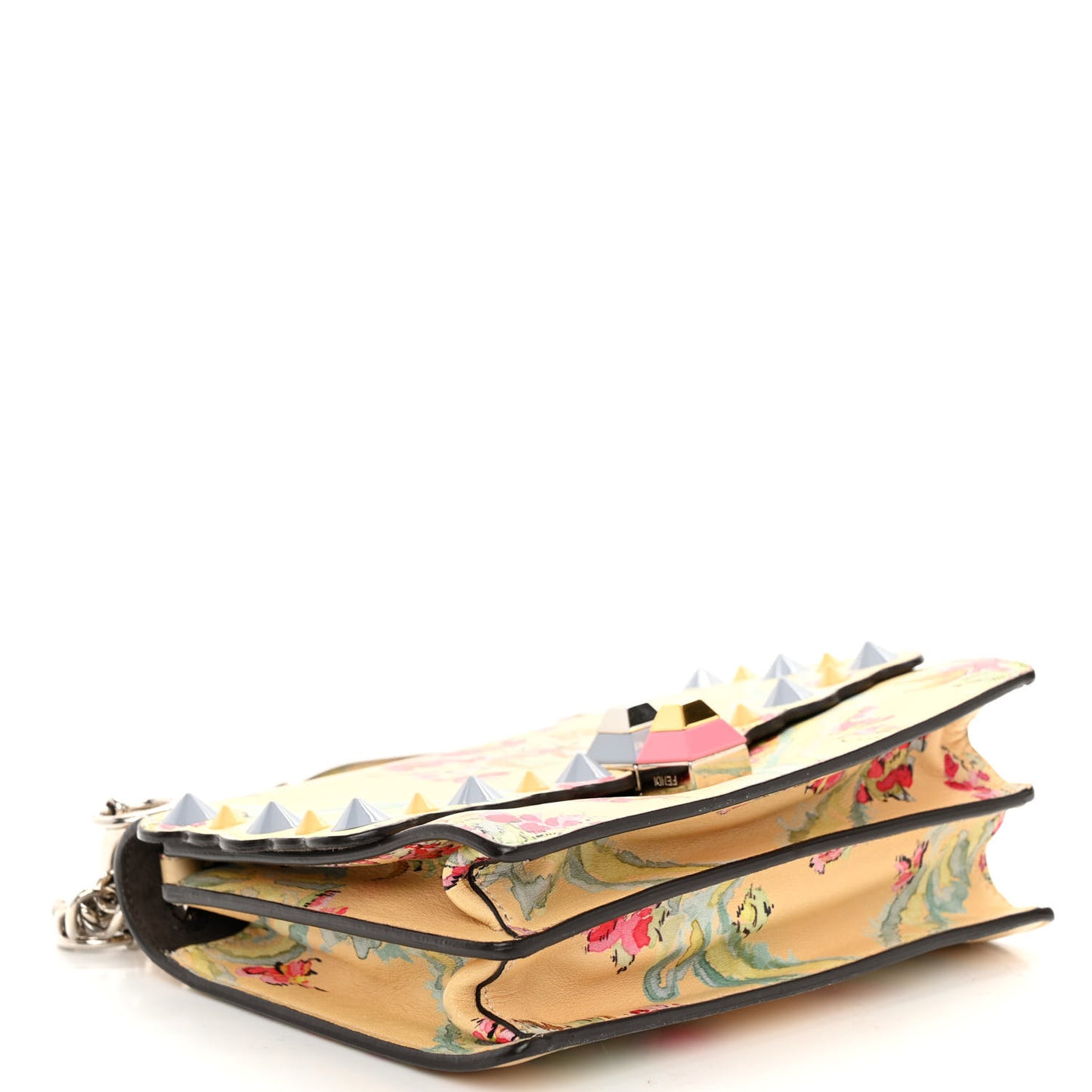 Vitello Marie Antoinette Print Rosebud Kan I Shoulder Bag Panna Multicolor
