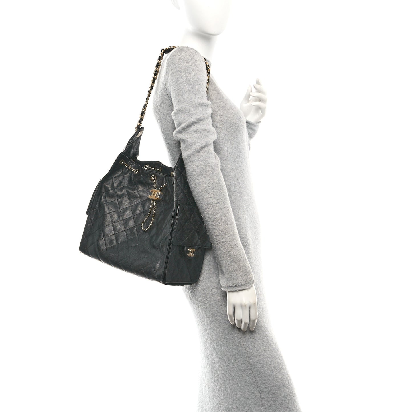 Caviar Quilted Medium Chanel 25 Handbag Black