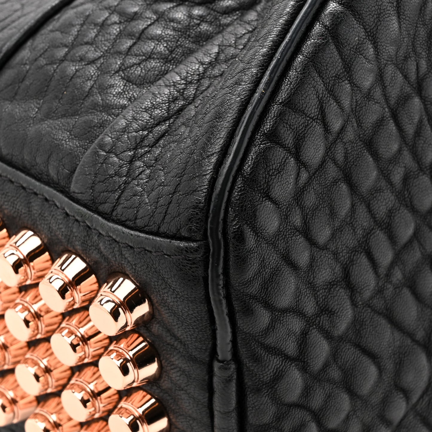 Pebbled Lambskin Rocco Black Rose Gold Hardware
