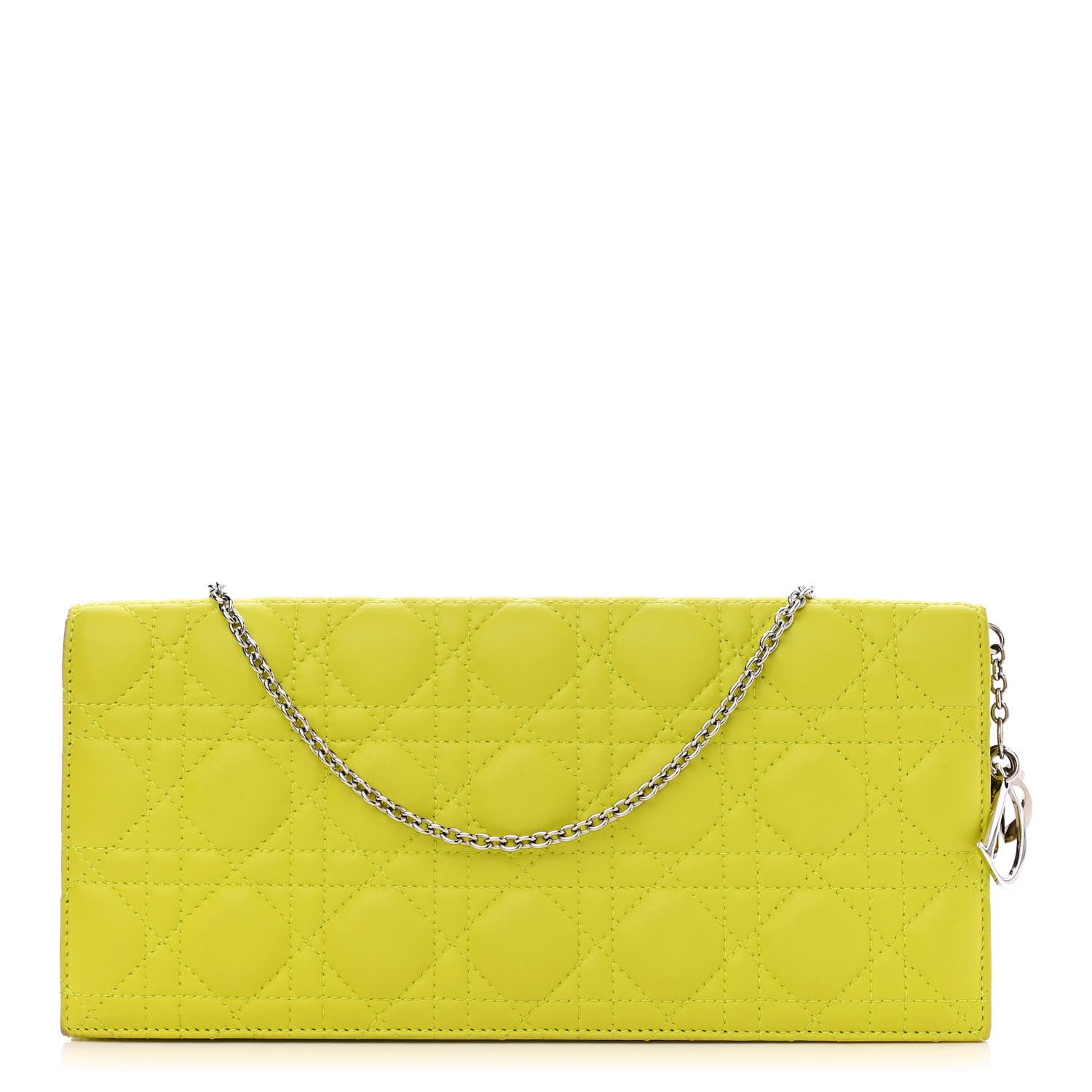Christian Dior Lambskin Cannage Lady Dior Convertible Clutch Vert Acide 1 of 12