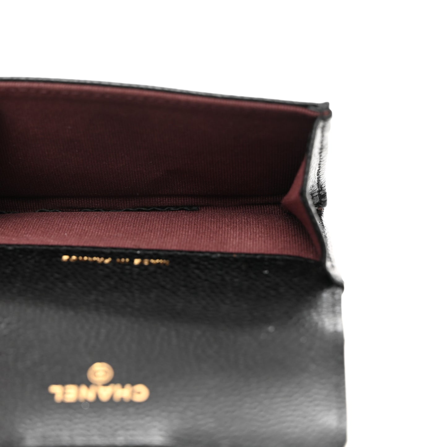 Caviar Quilted Flap Card Holder Wallet Black