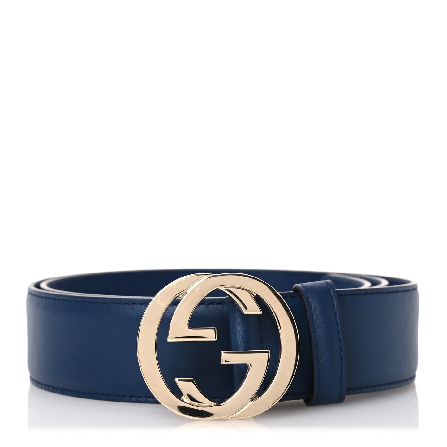 Moon Calfskin Interlocking G 37mm Belt 90 36 Cobalt Blue