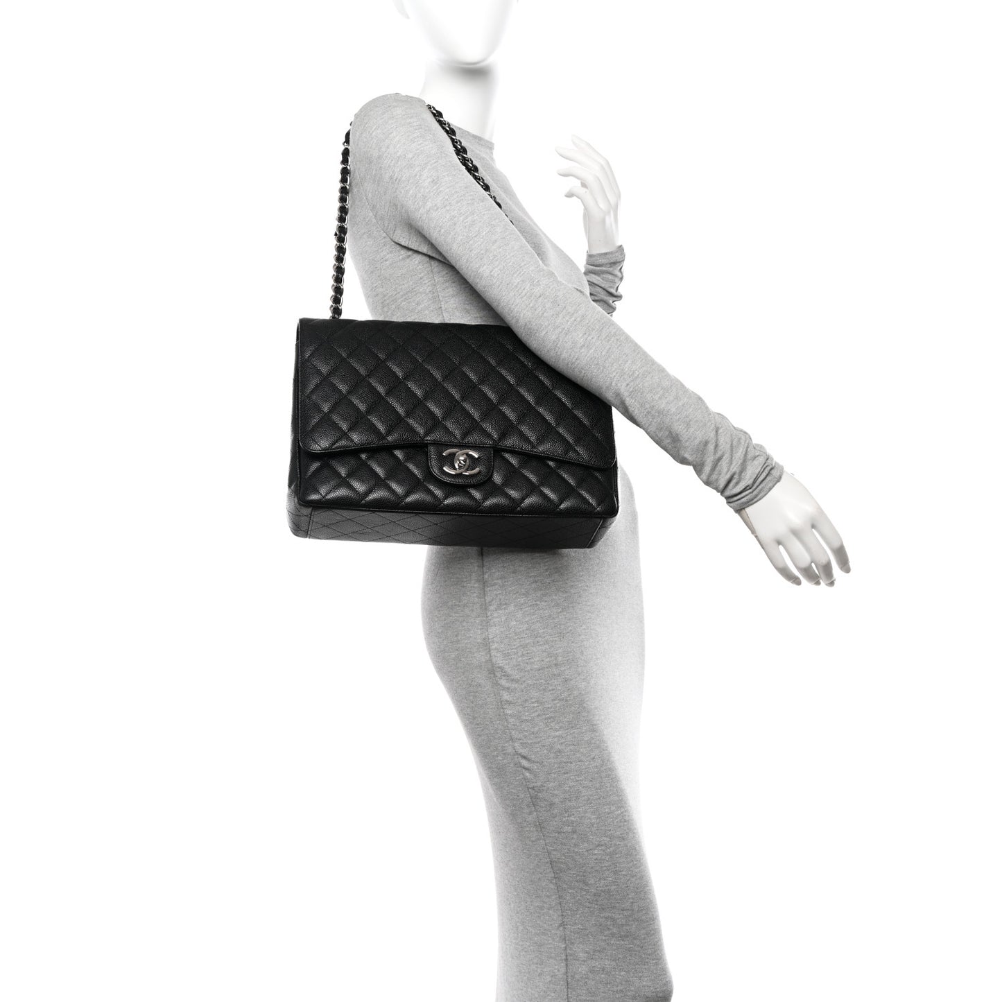 Caviar Quilted Maxi Double Flap Black
