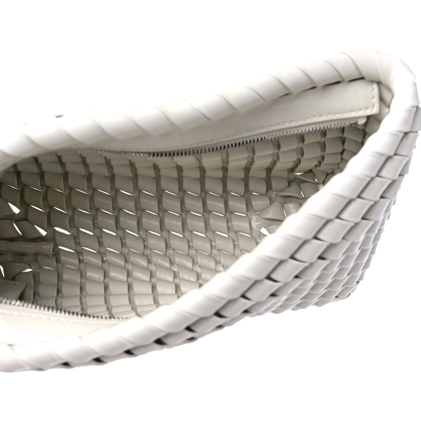 Patent Nappa Intrecciato Slanted Clutch White