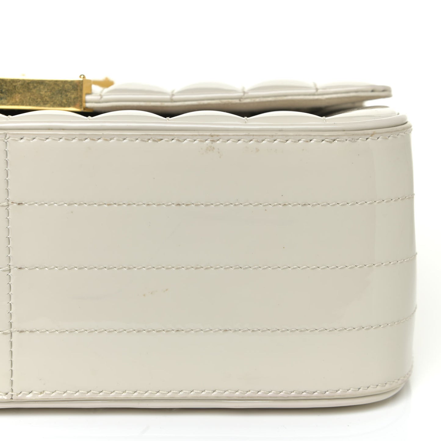 Patent Matelasse Monogram Large Vicky Chain Bag White
